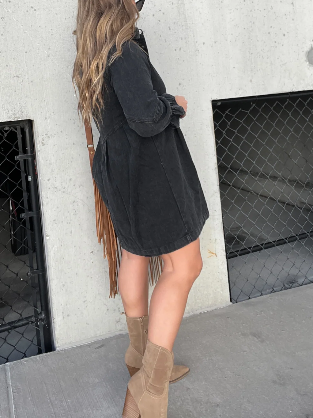 Jeanskjol – Långa ärmar – Löst sittande – Minijeanskjol – Skjortklänning-Mira Lina