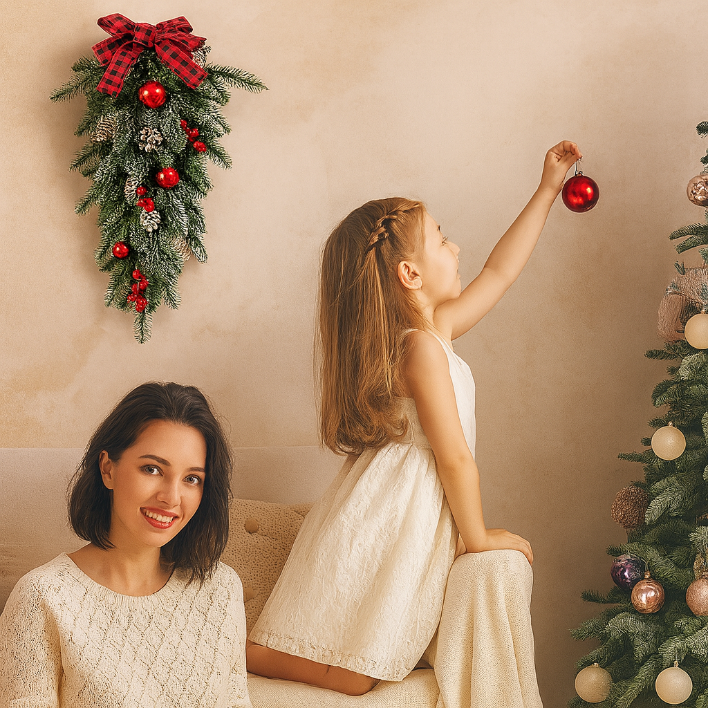 Jul Swag-krans - Julväggsdörr Teardrop Swag-dekoration-Mira Lina