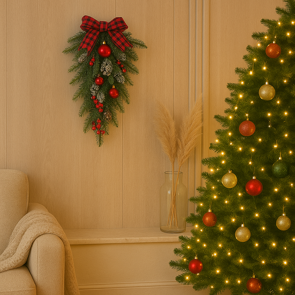 Jul Swag-krans - Julväggsdörr Teardrop Swag-dekoration-Mira Lina
