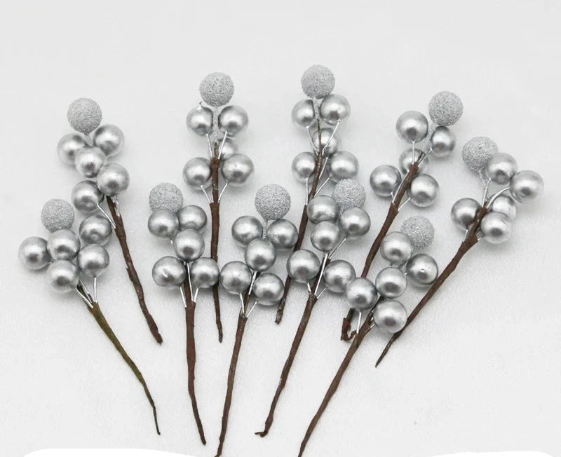 Julbärsplockningar - konstgjorda - glitter - julblomarrangemang - juldekoration-Mira Lina