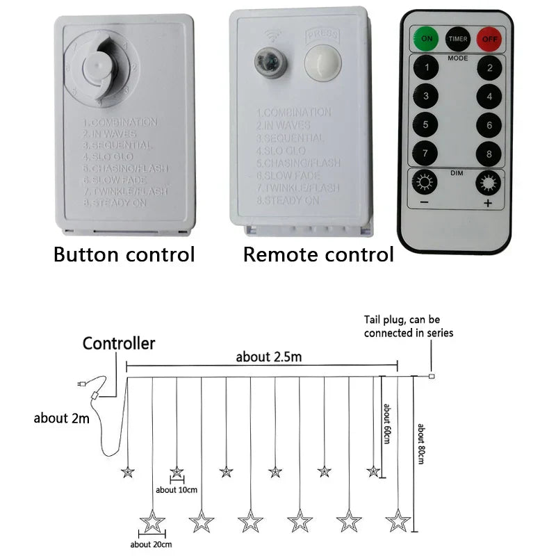 Julgardiner | LED | Stjärnljus | Julfönsterbelysning | Julbelysning-Mira Lina