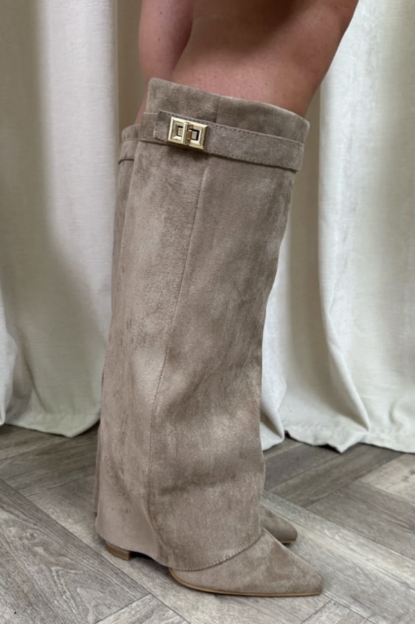 Knähöga stövlar | Chunky Heel | Zip-Up | Mockastövlar | Damstövlar-Mira Lina