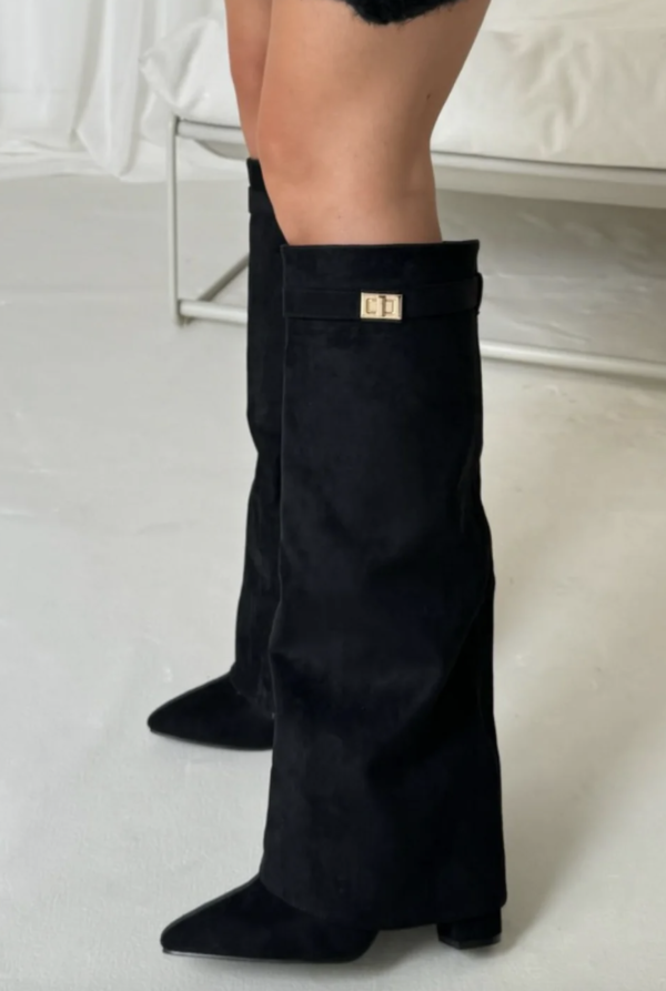 Knähöga stövlar | Chunky Heel | Zip-Up | Mockastövlar | Damstövlar-Mira Lina
