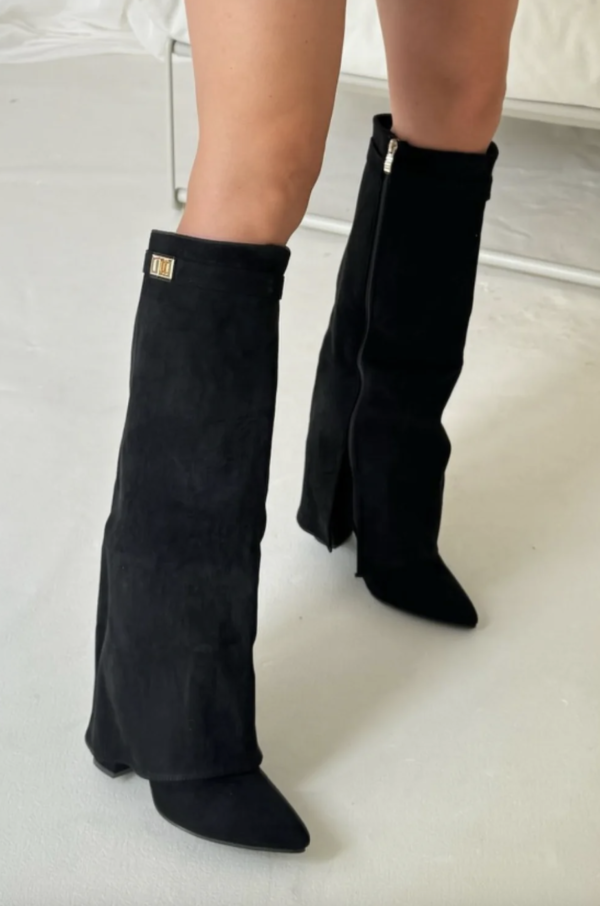 Knähöga stövlar | Chunky Heel | Zip-Up | Mockastövlar | Damstövlar-Mira Lina