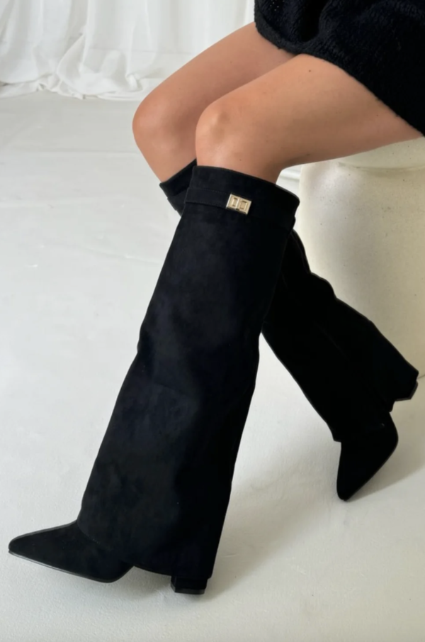 Knähöga stövlar | Chunky Heel | Zip-Up | Mockastövlar | Damstövlar-Mira Lina
