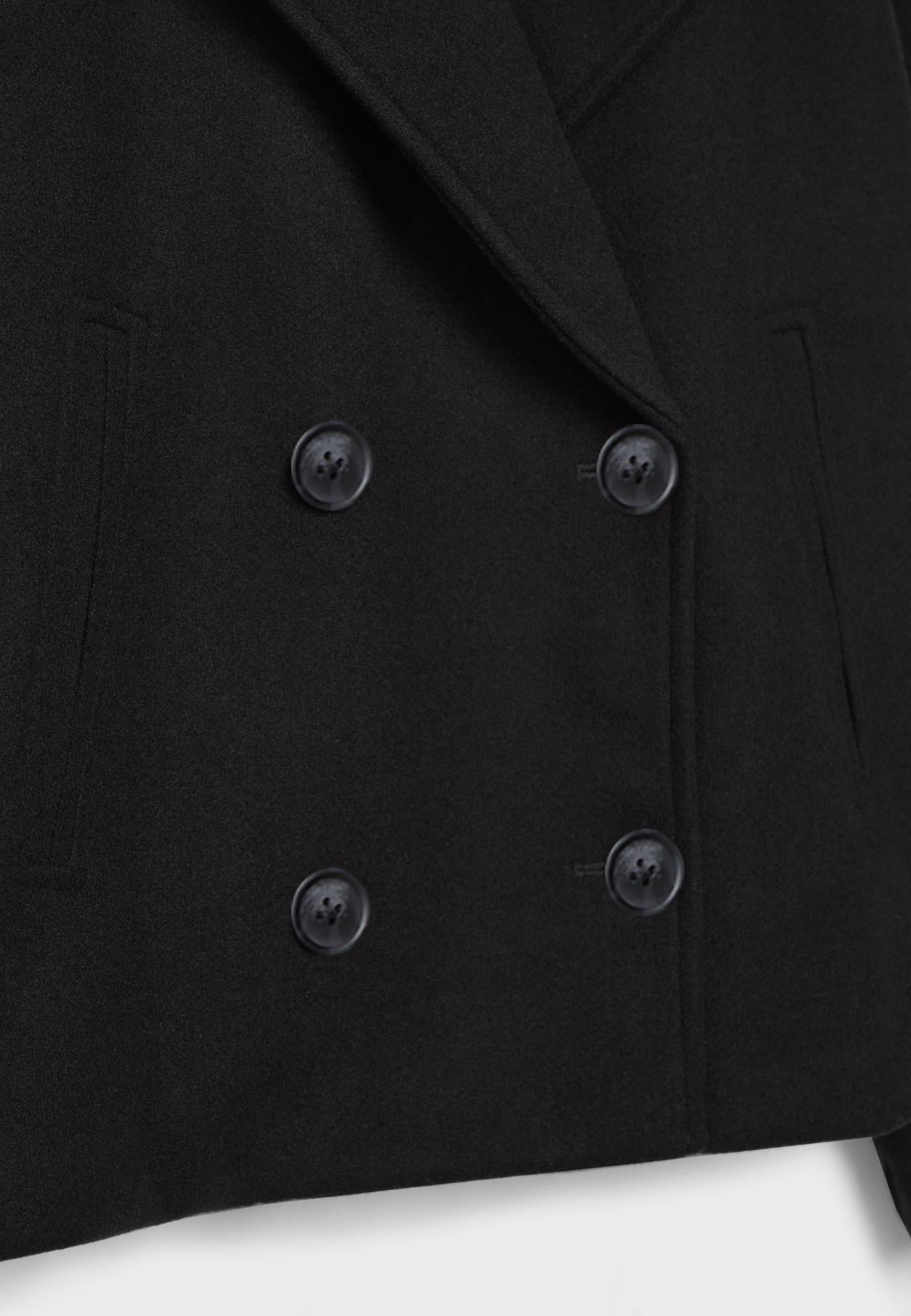 Kort Trench Coat - Dubbelknäppt kort Trench Jacket med lös passform för kvinnor-Mira Lina