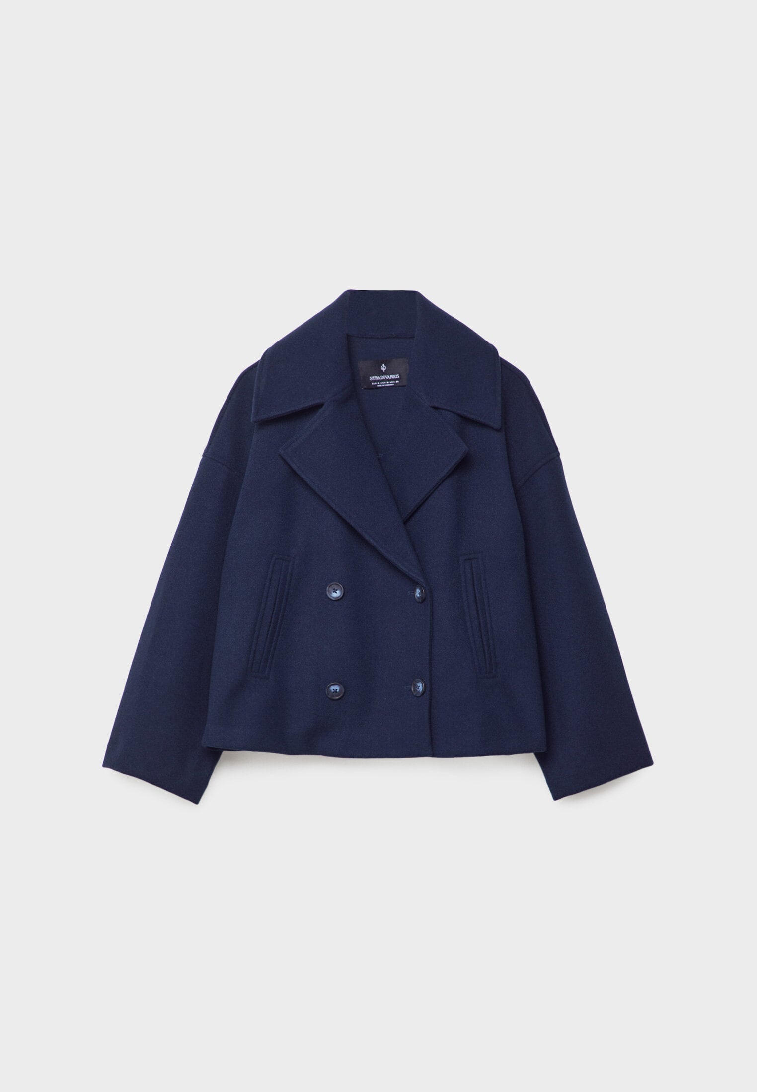 Kort Trench Coat - Dubbelknäppt kort Trench Jacket med lös passform för kvinnor-Mira Lina