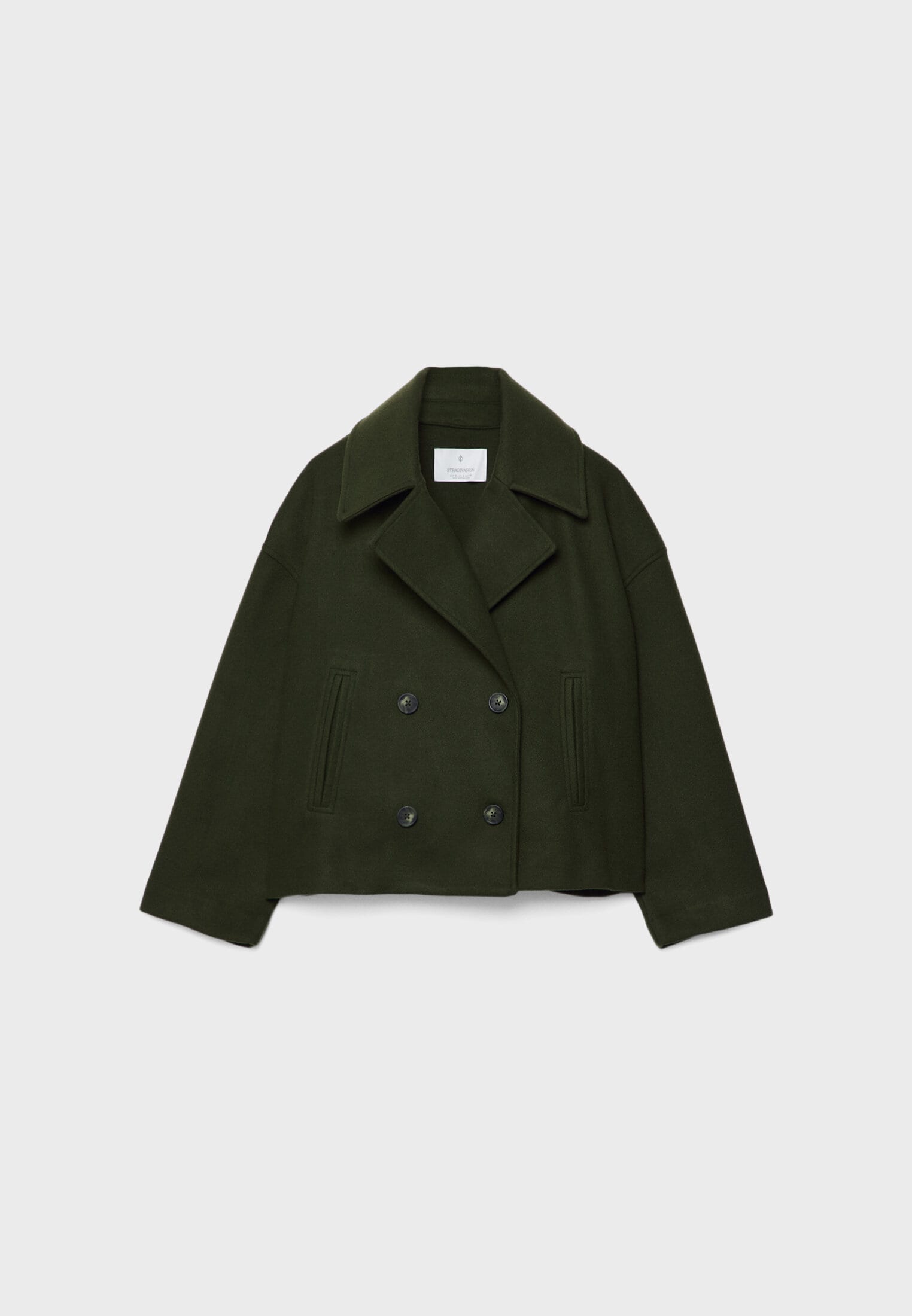 Kort Trench Coat - Dubbelknäppt kort Trench Jacket med lös passform för kvinnor-Mira Lina