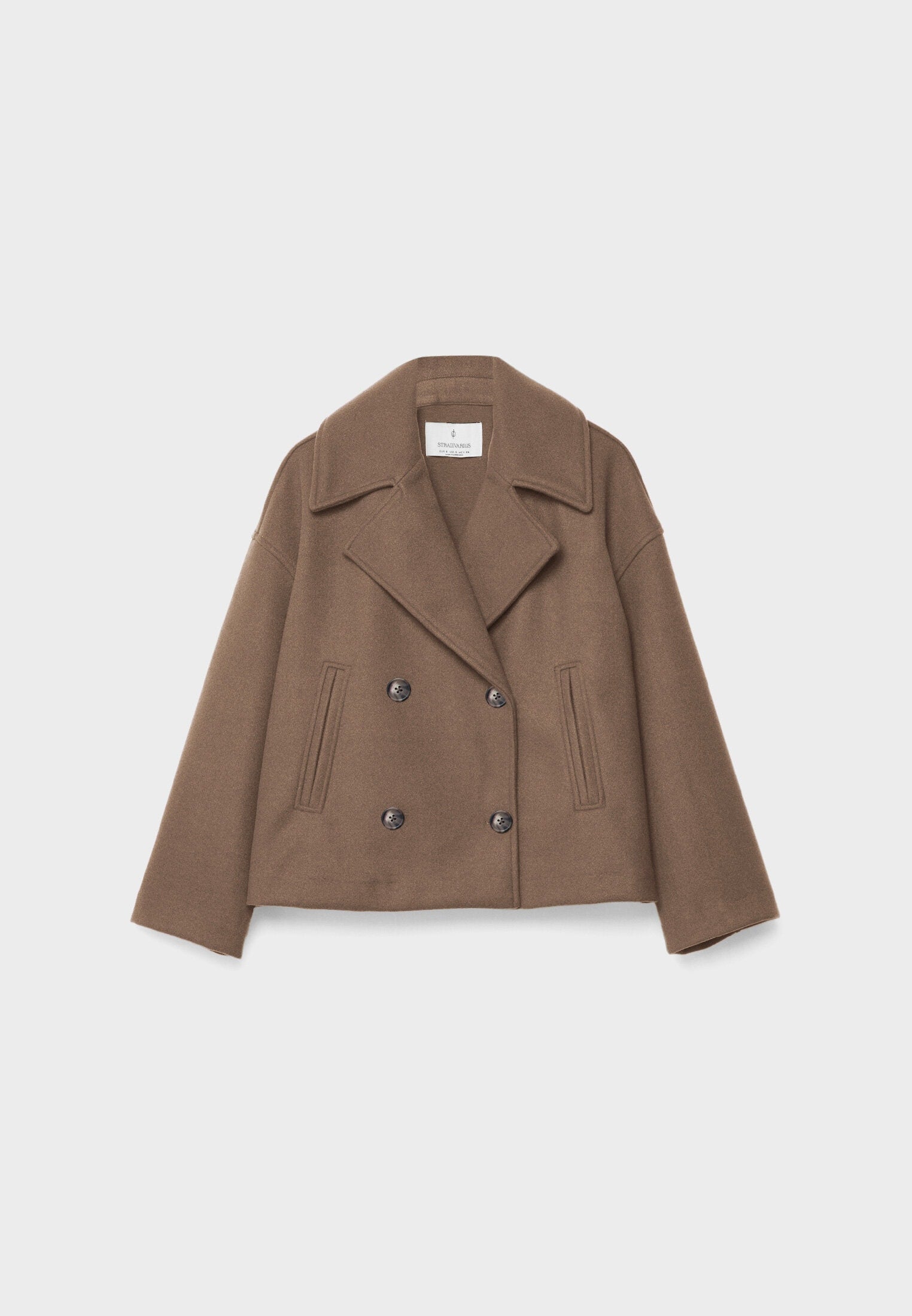 Kort Trench Coat - Dubbelknäppt kort Trench Jacket med lös passform för kvinnor-Mira Lina