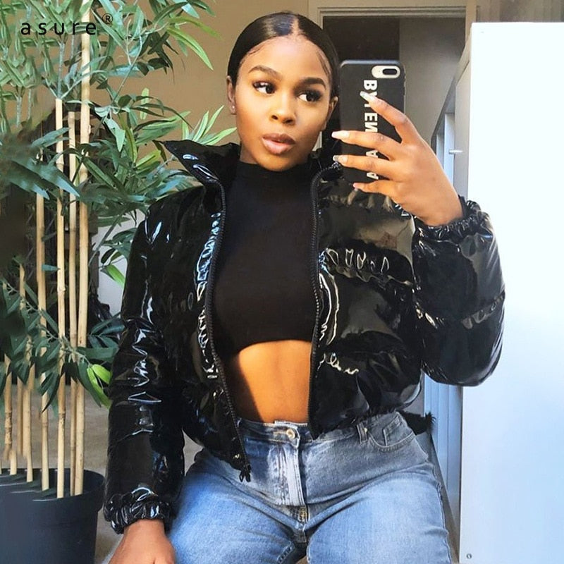 Kort pufferjacka – kort – dragkedja – vinterjacka – pufferjacka för damer-Mira Lina