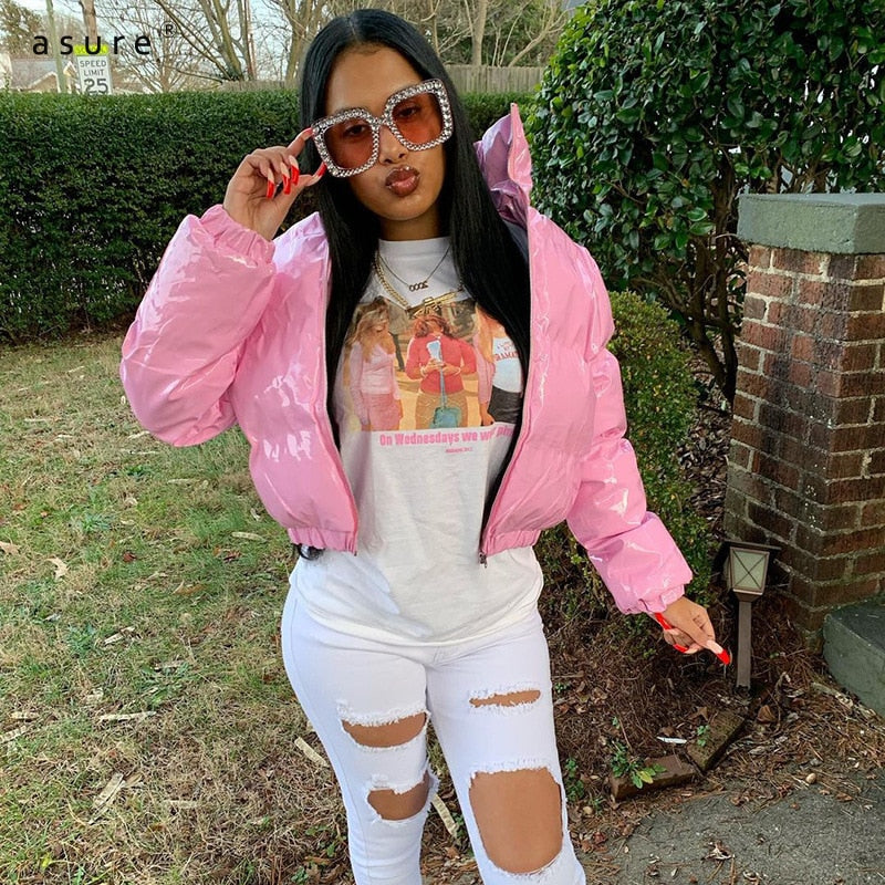 Kort pufferjacka – kort – dragkedja – vinterjacka – pufferjacka för damer-Mira Lina