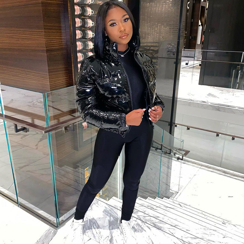 Kort pufferjacka – kort – dragkedja – vinterjacka – pufferjacka för damer-Mira Lina