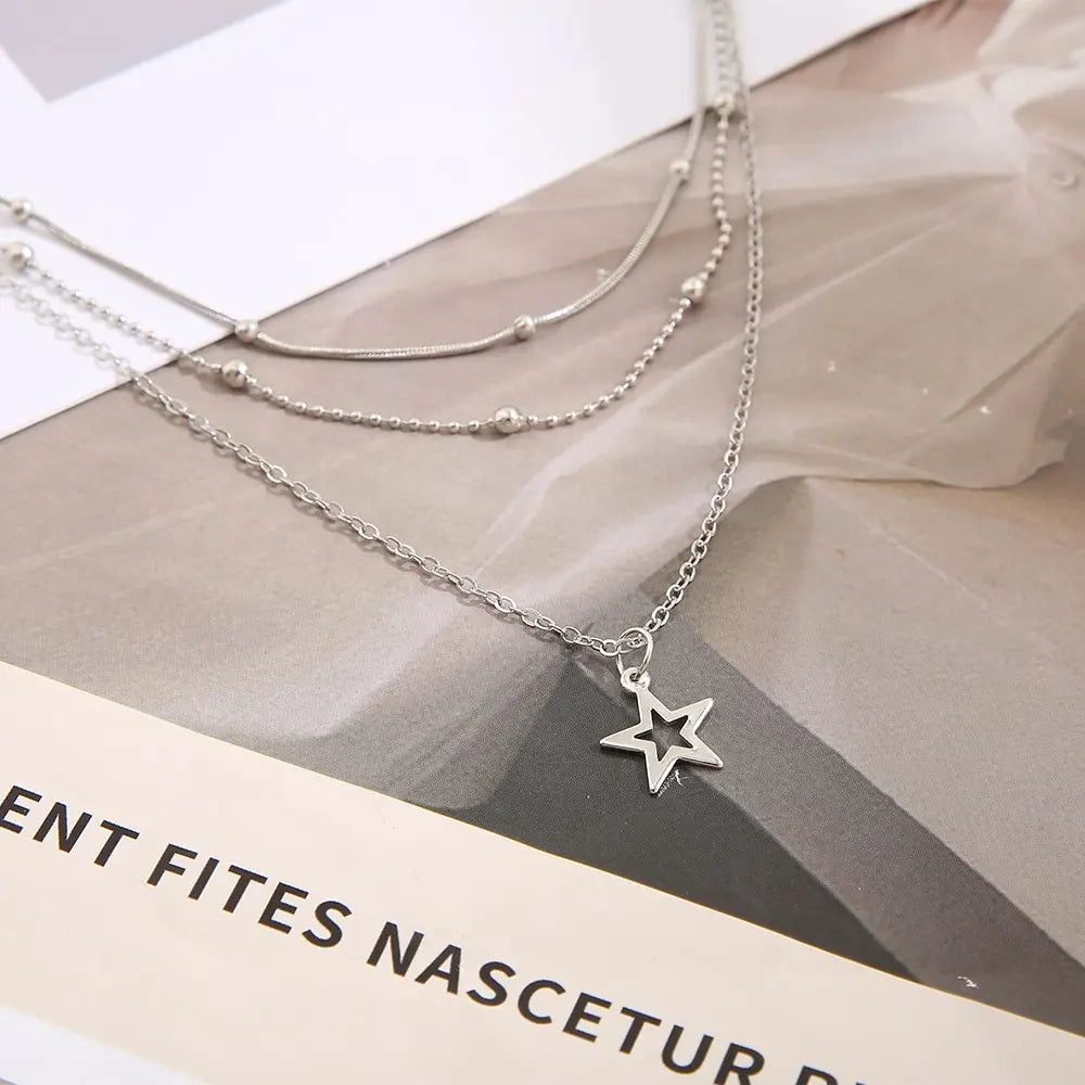 Lagerhalsband - Silver - Justerbart - Halsbandsset - Halsband för kvinnor-Mira Lina
