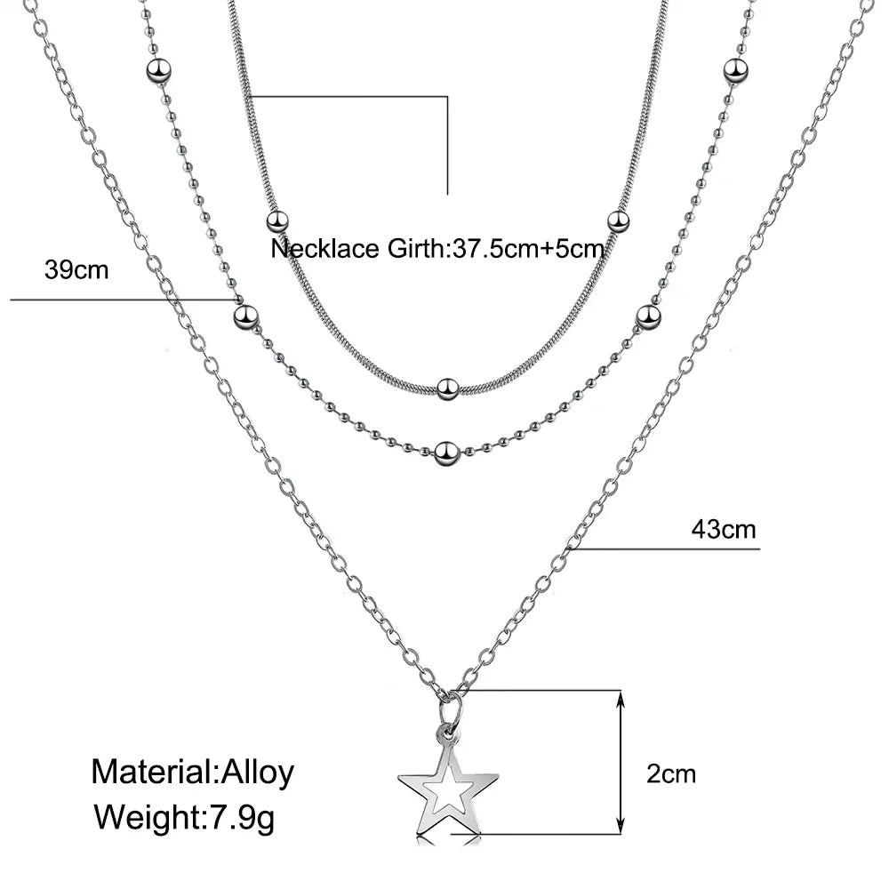 Lagerhalsband - Silver - Justerbart - Halsbandsset - Halsband för kvinnor-Mira Lina