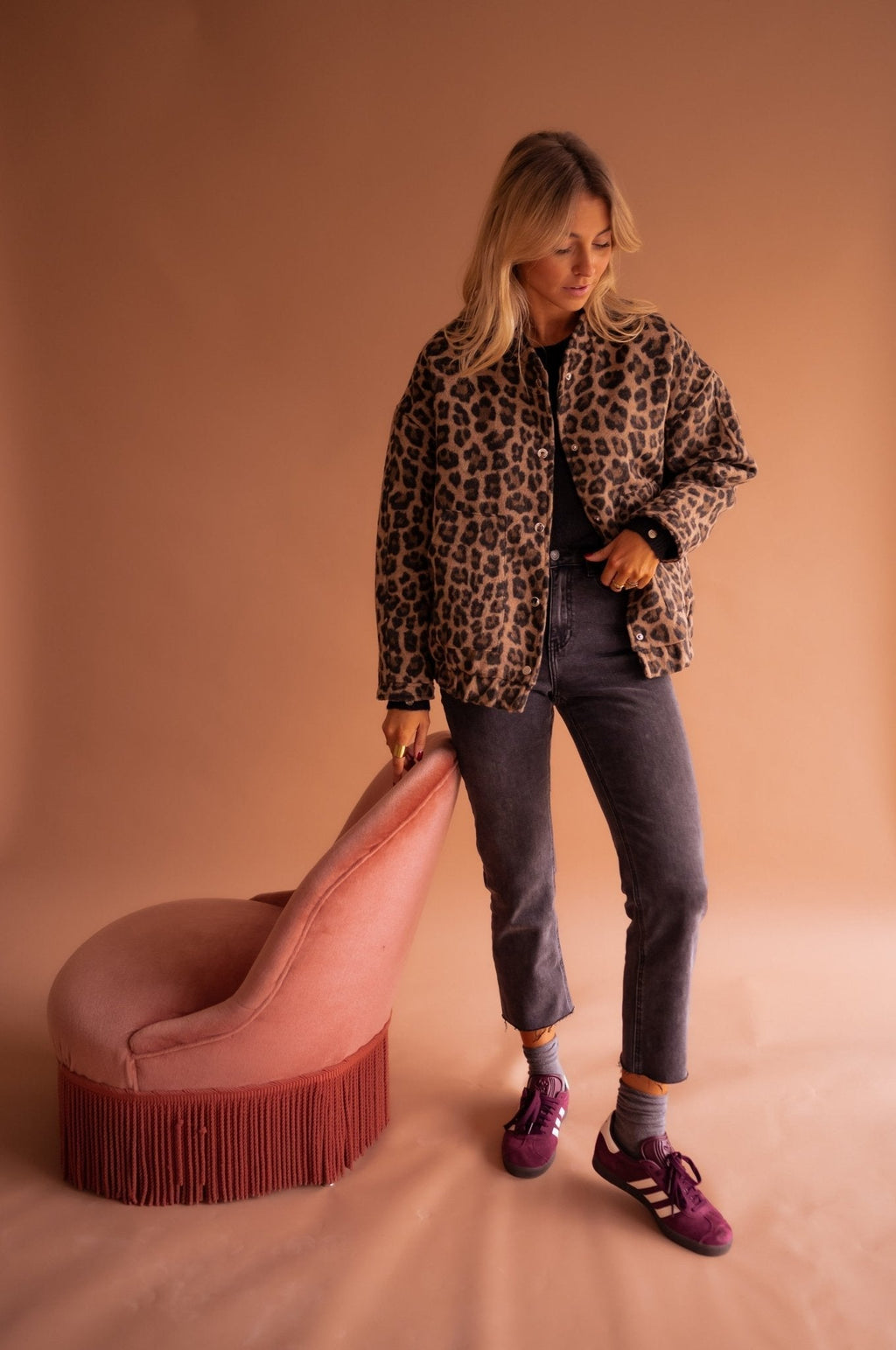 Leopardjacka – Oversized bomberjacka för damer med leopardmönster-Mira Lina