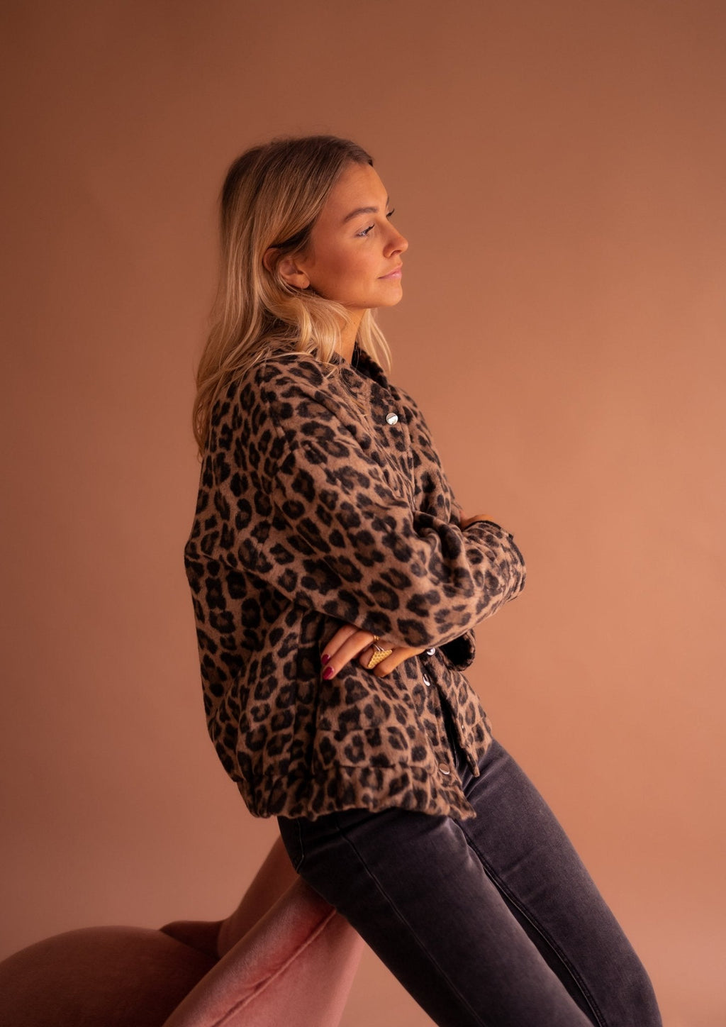 Leopardjacka – Oversized bomberjacka för damer med leopardmönster-Mira Lina
