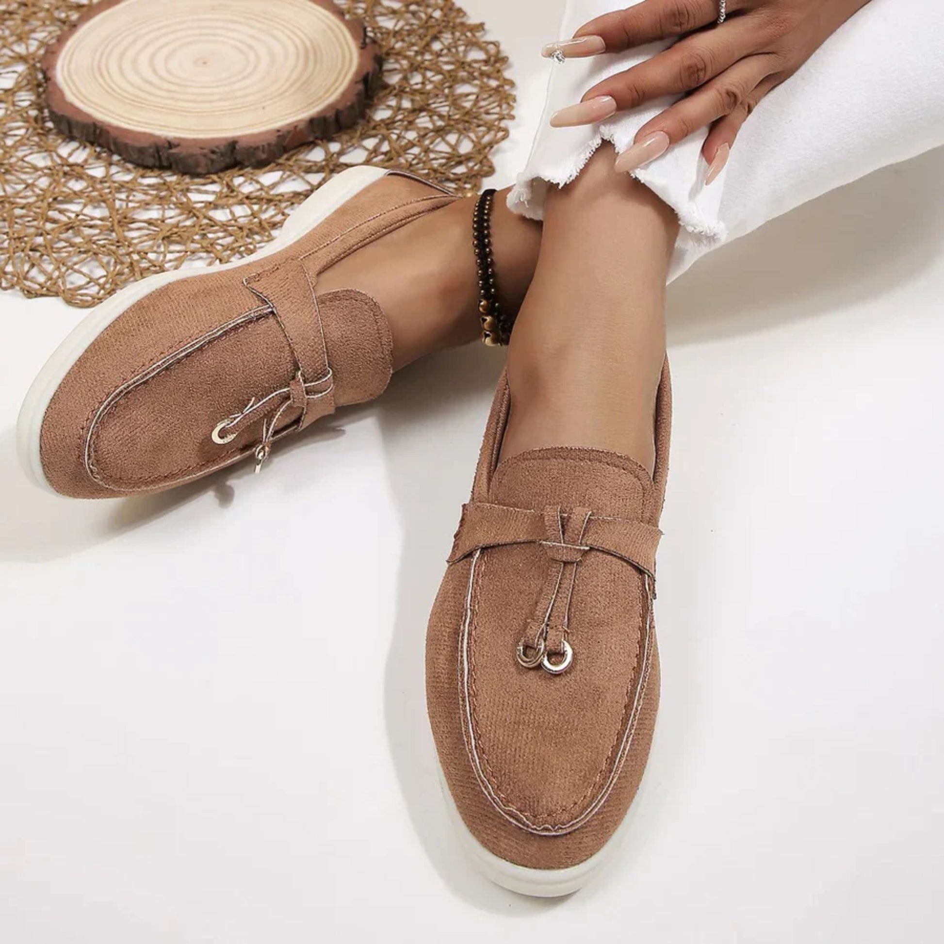 Loafers för damer | Slip-On | Bekväma | Loafers i borstad mikrofiber | Damskor-Mira Lina