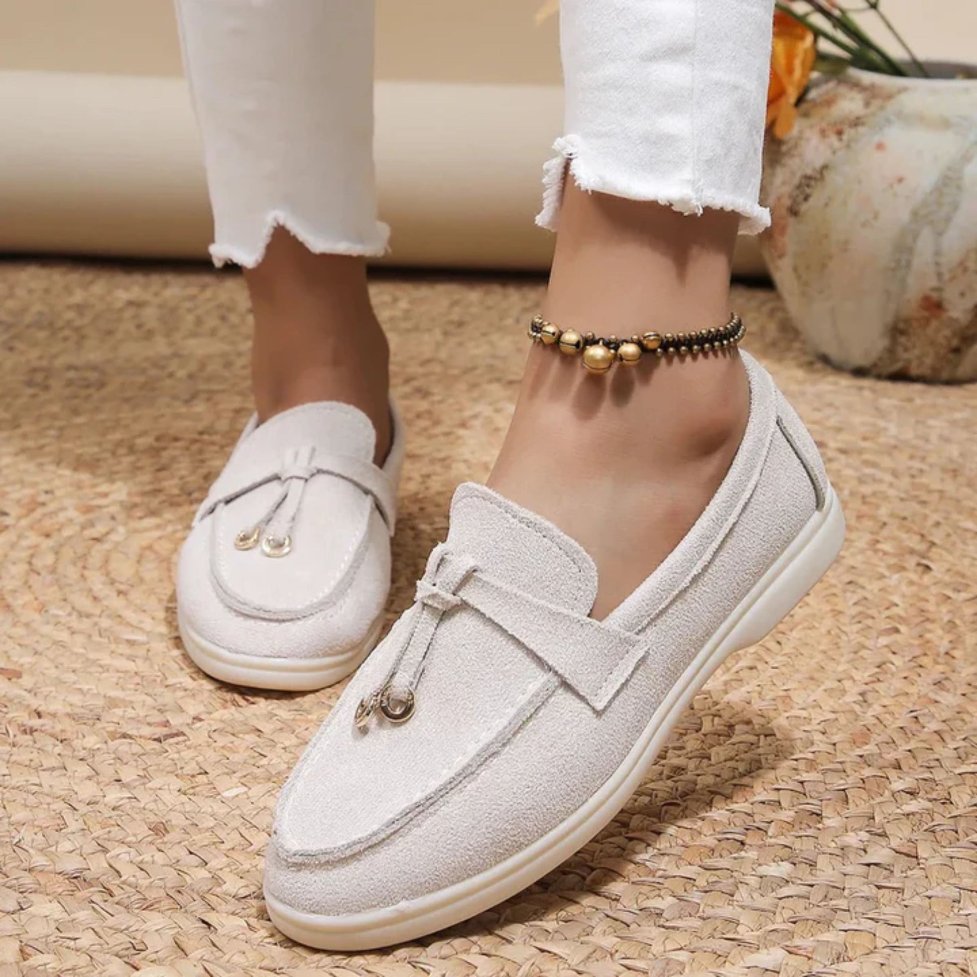 Loafers för damer | Slip-On | Bekväma | Loafers i borstad mikrofiber | Damskor-Mira Lina