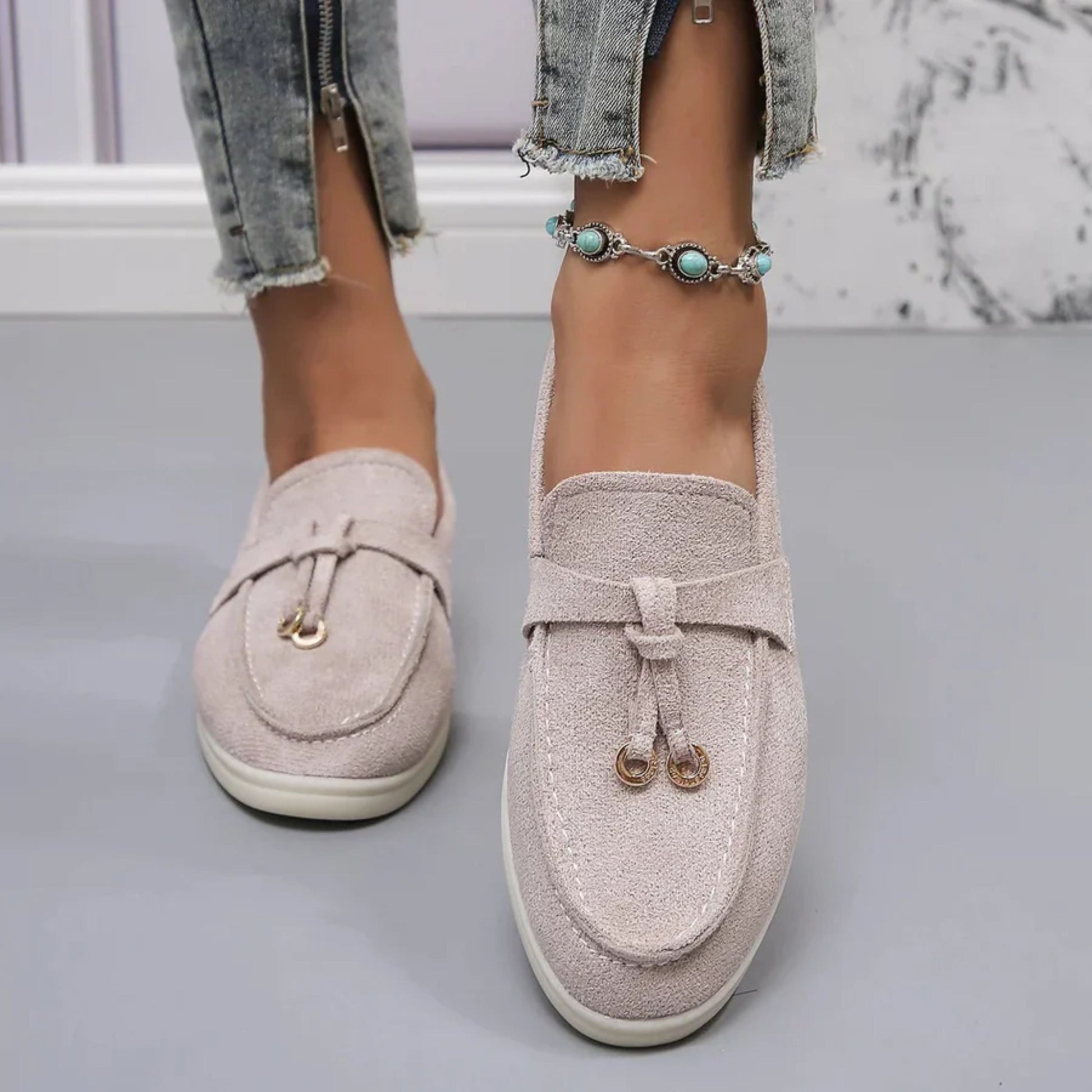 Loafers för damer | Slip-On | Bekväma | Loafers i borstad mikrofiber | Damskor-Mira Lina