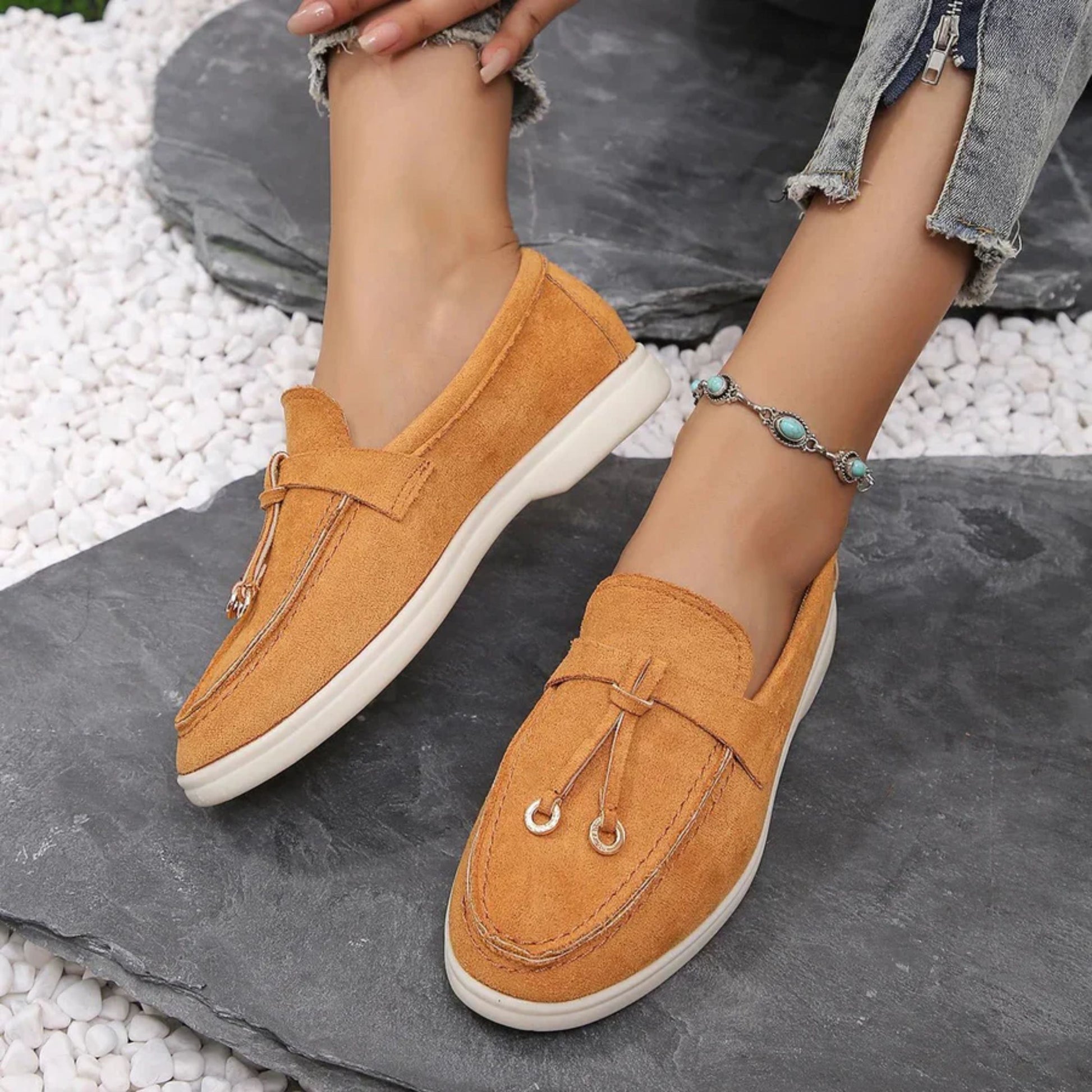 Loafers för damer | Slip-On | Bekväma | Loafers i borstad mikrofiber | Damskor-Mira Lina