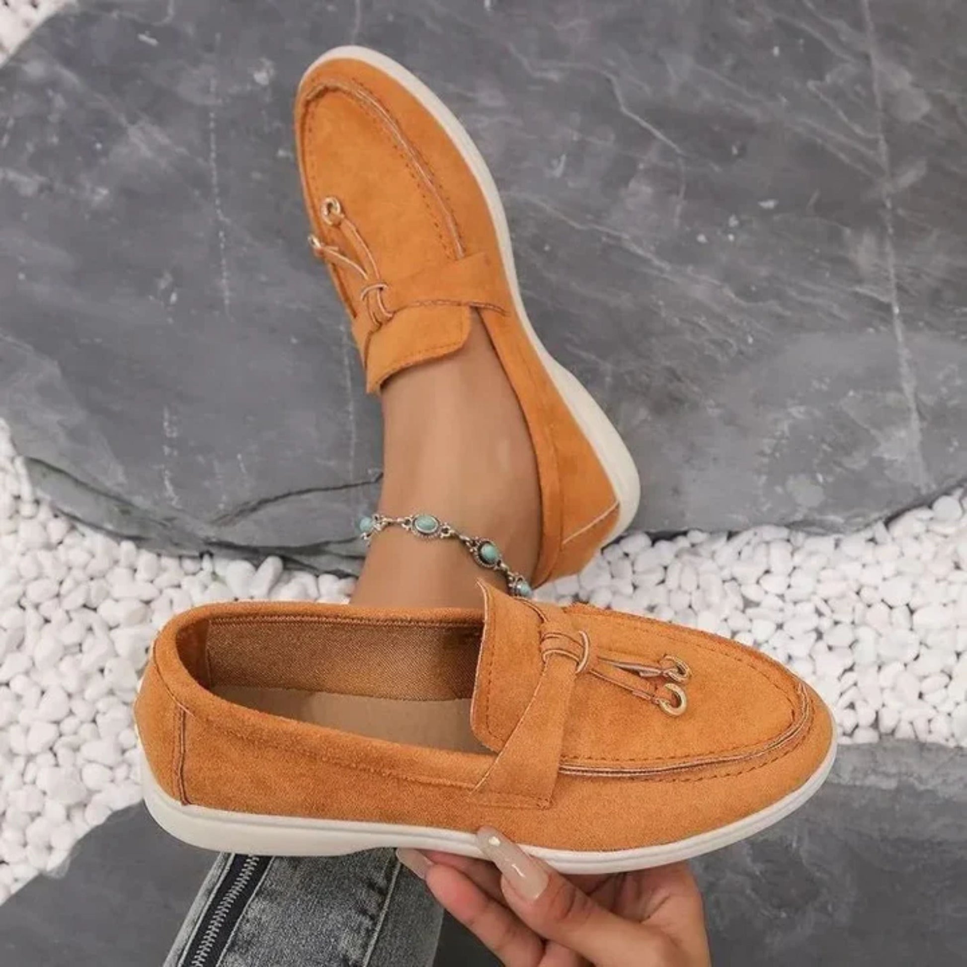 Loafers för damer | Slip-On | Bekväma | Loafers i borstad mikrofiber | Damskor-Mira Lina