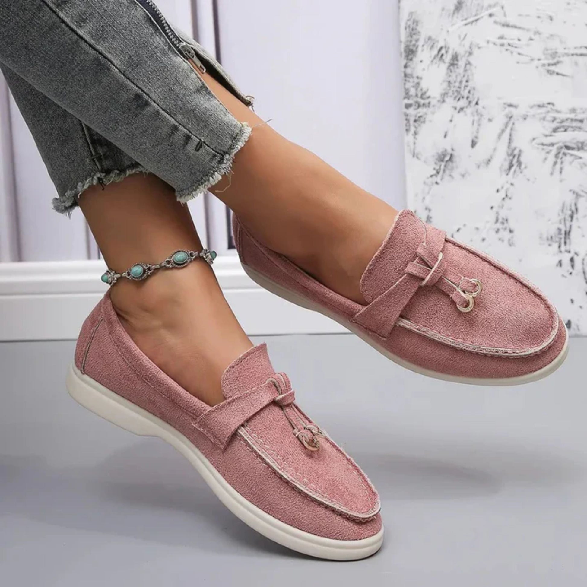 Loafers för damer | Slip-On | Bekväma | Loafers i borstad mikrofiber | Damskor-Mira Lina