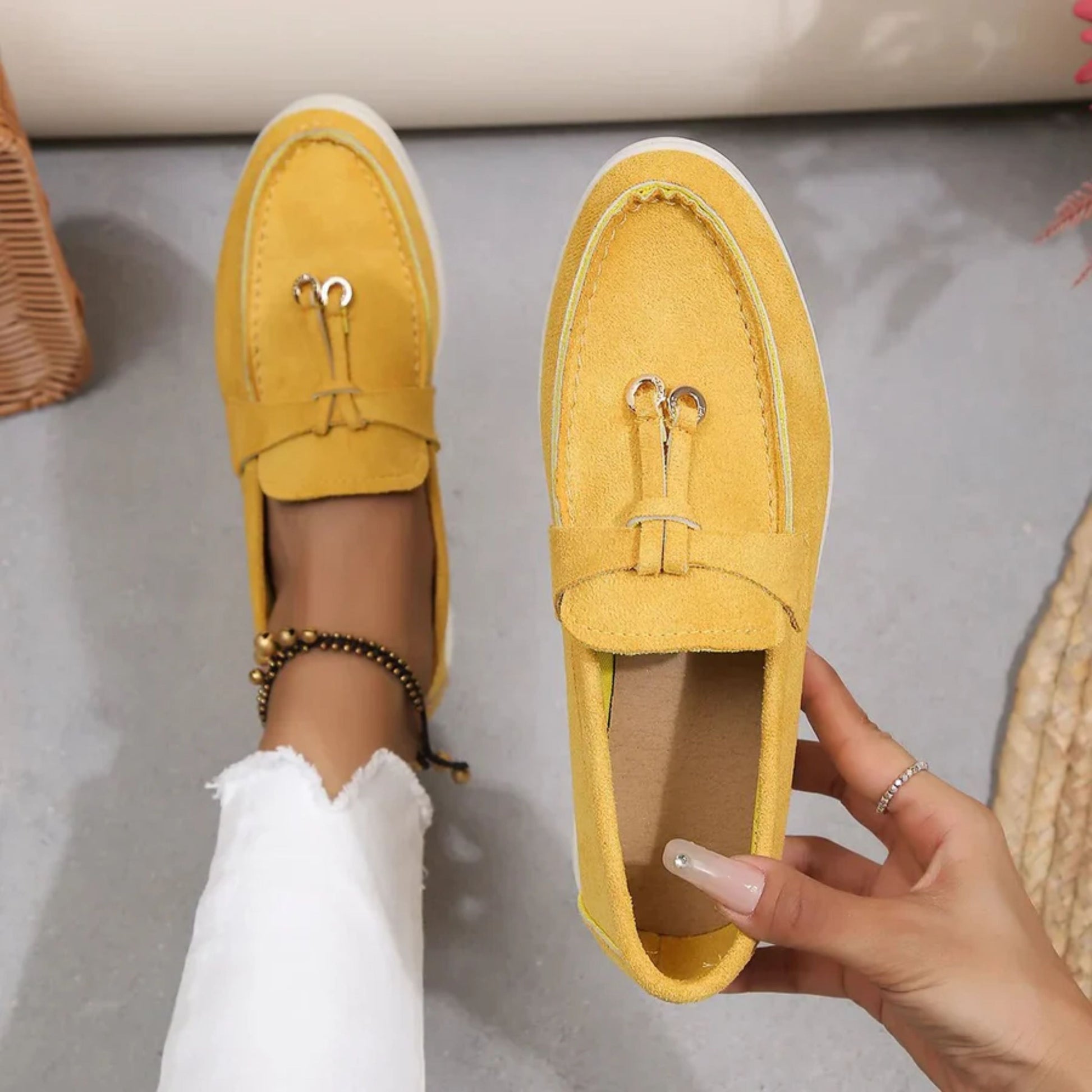 Loafers för damer | Slip-On | Bekväma | Loafers i borstad mikrofiber | Damskor-Mira Lina