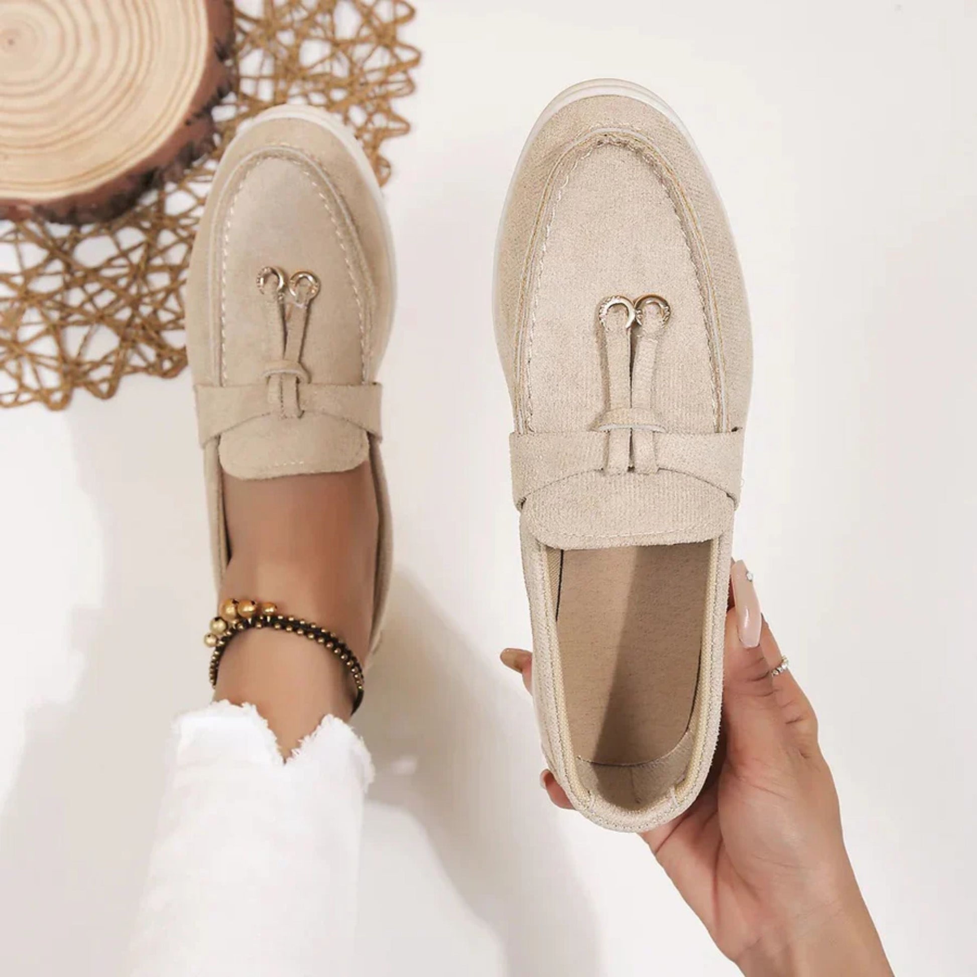 Loafers för damer | Slip-On | Bekväma | Loafers i borstad mikrofiber | Damskor-Mira Lina