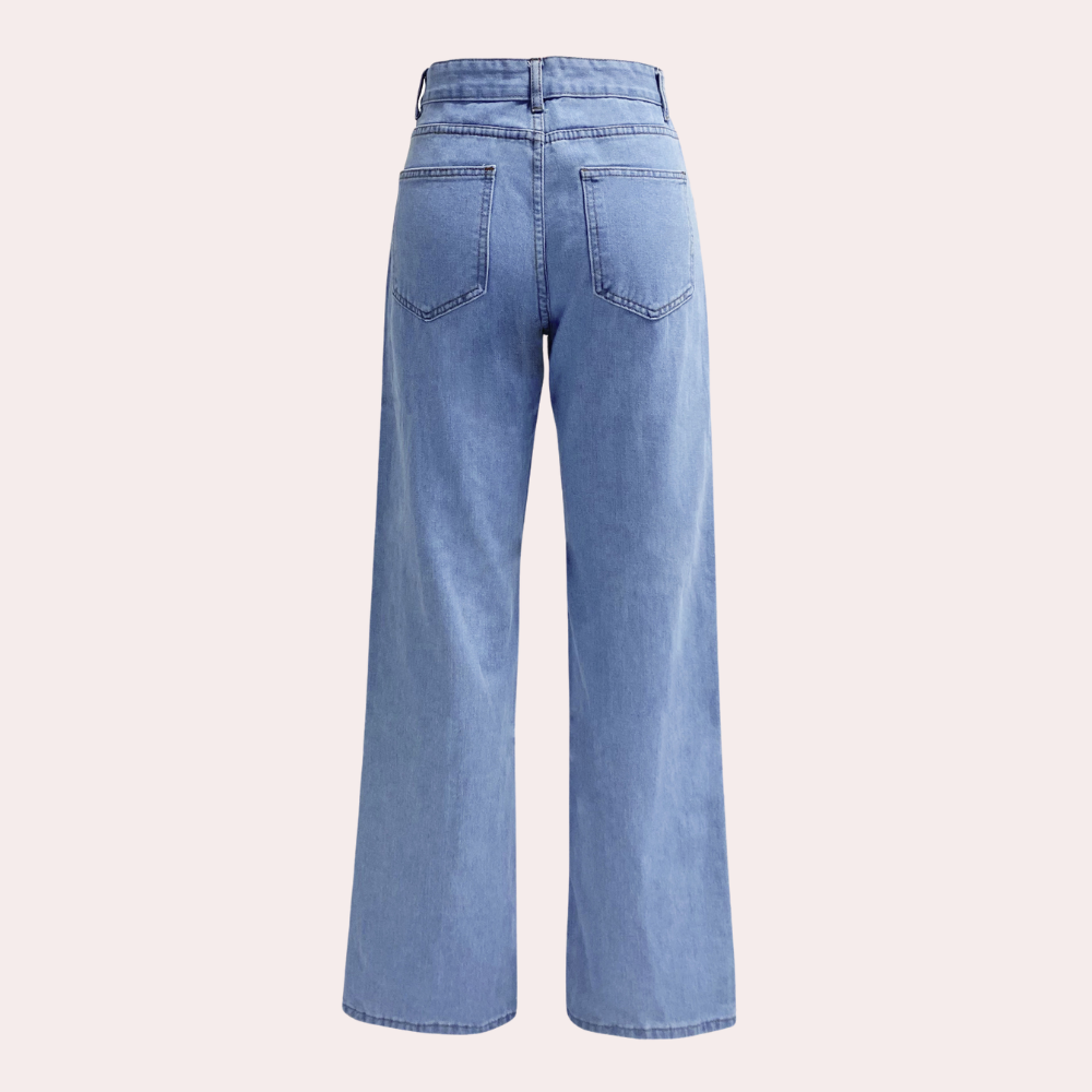 Loose Fit Jeans - Raka ben - Avslappnad passform - Jeans med hög midja - Damjeans-Mira Lina
