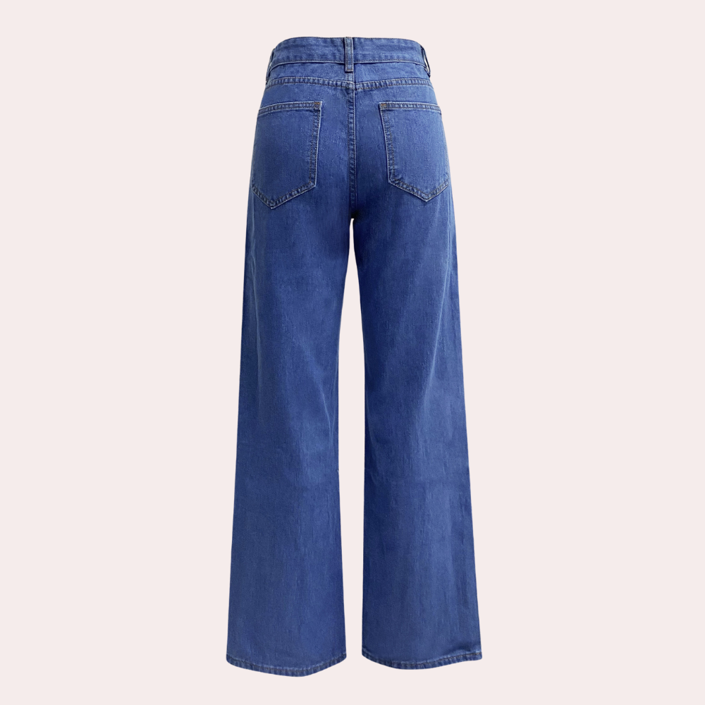 Loose Fit Jeans - Raka ben - Avslappnad passform - Jeans med hög midja - Damjeans-Mira Lina