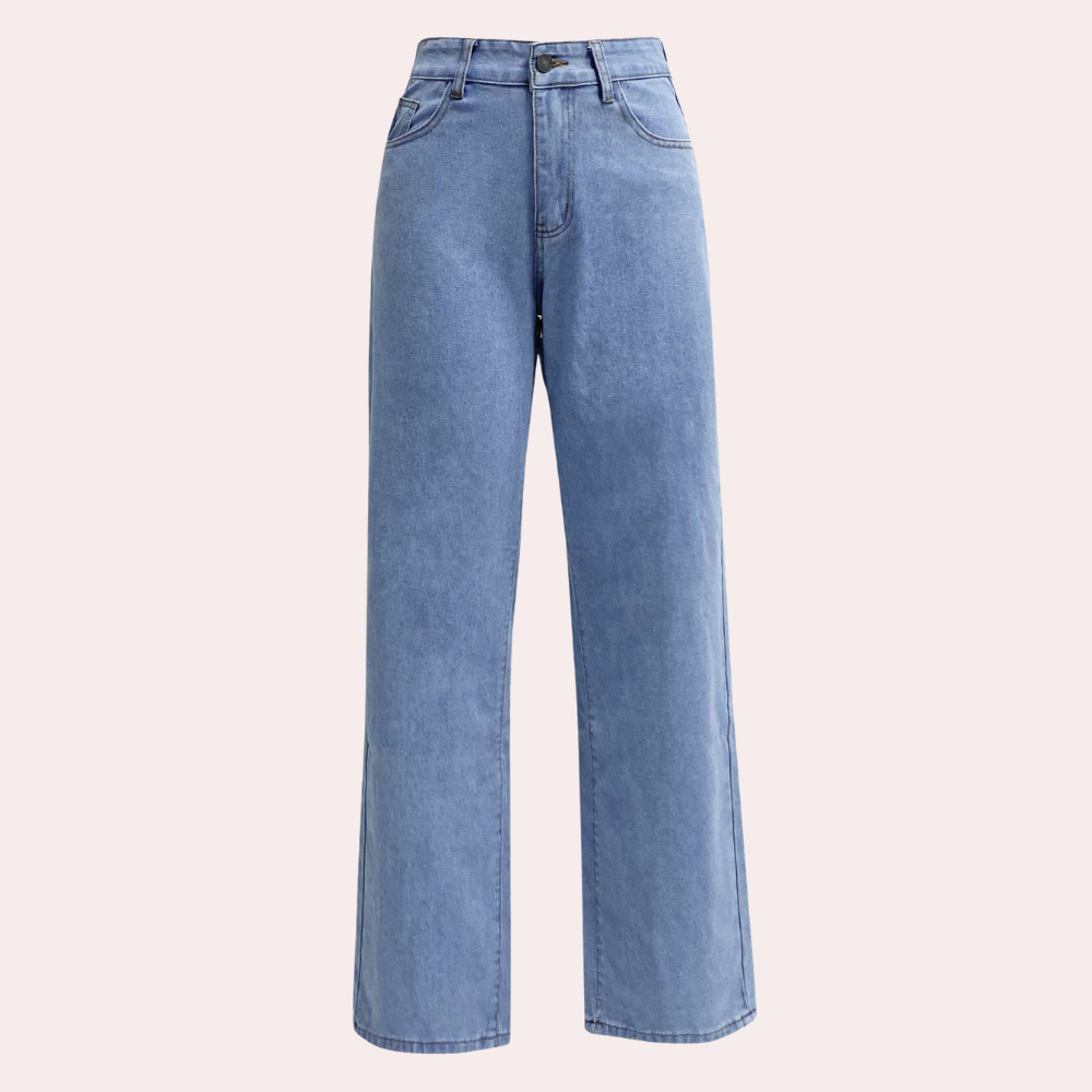 Loose Fit Jeans - Raka ben - Avslappnad passform - Jeans med hög midja - Damjeans-Mira Lina