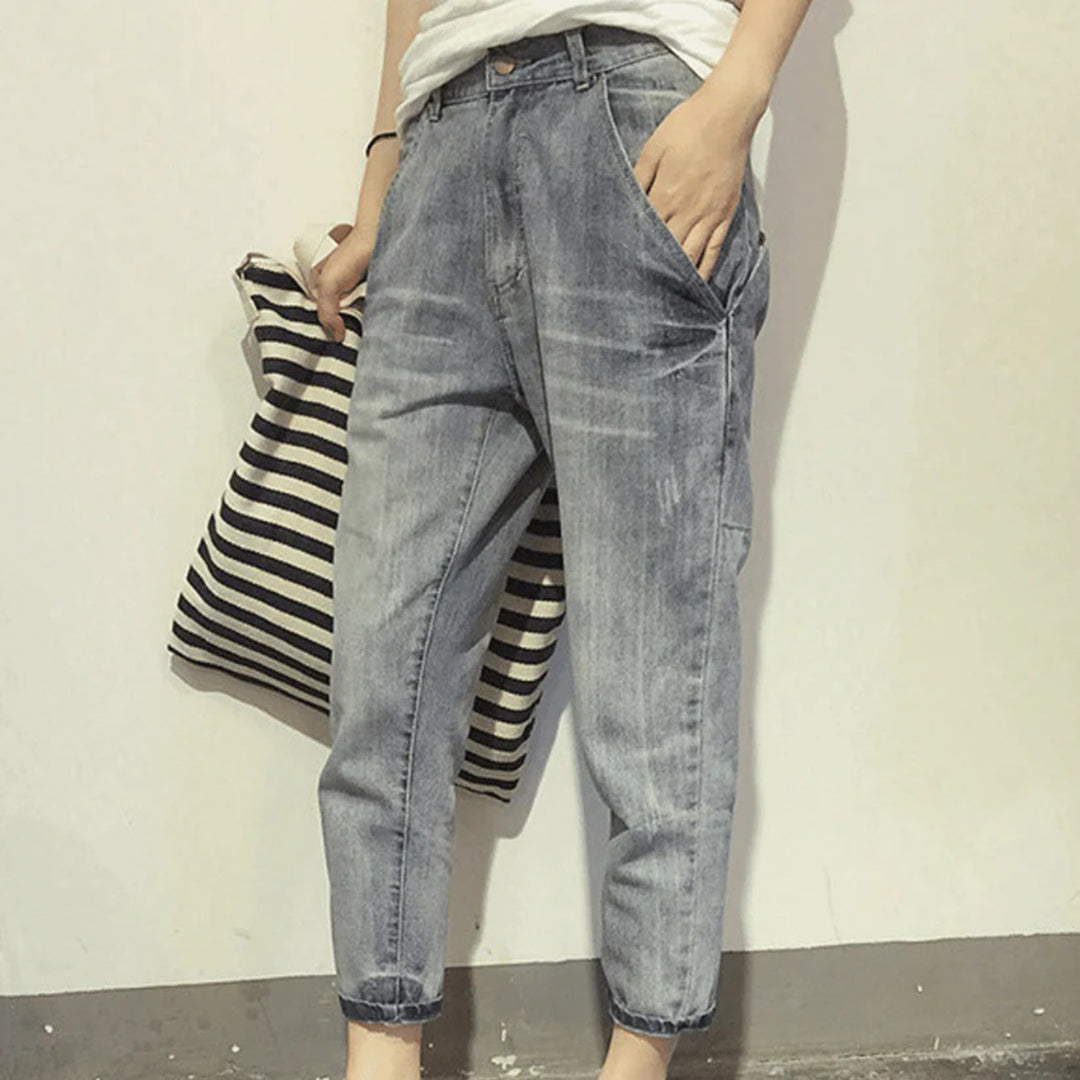 Löst sittande jeans - Carrot Cut - Ljusblå - Baggy jeans - Damjeans-Mira Lina