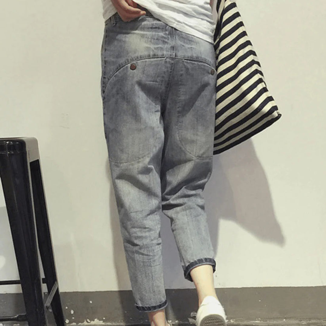 Löst sittande jeans - Carrot Cut - Ljusblå - Baggy jeans - Damjeans-Mira Lina