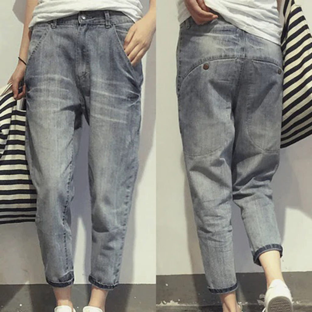 Löst sittande jeans - Carrot Cut - Ljusblå - Baggy jeans - Damjeans-Mira Lina