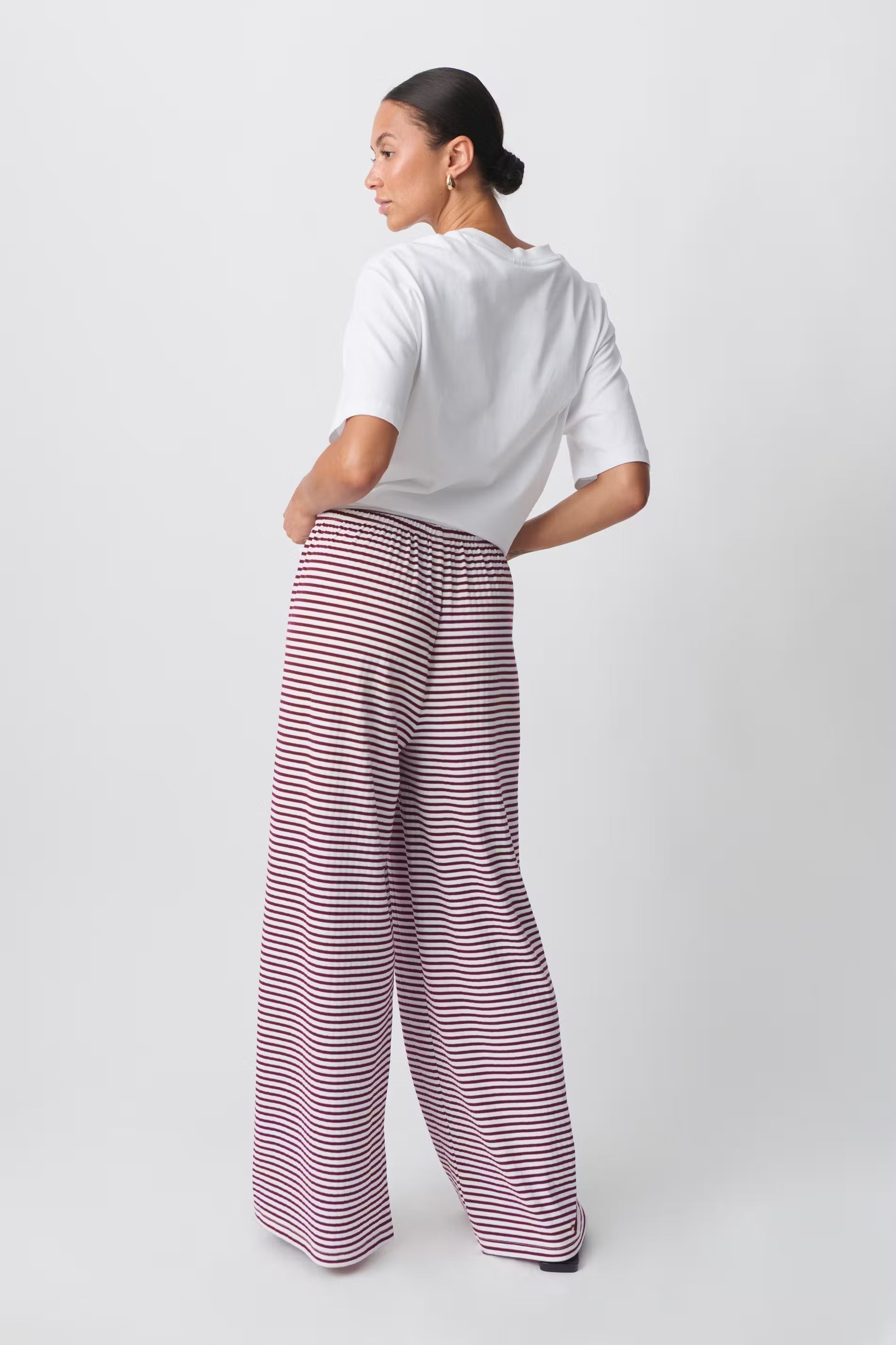 Loungebyxor | Randiga | Loose Fit | Byxor med vida ben | Byxor för kvinnor-Mira Lina