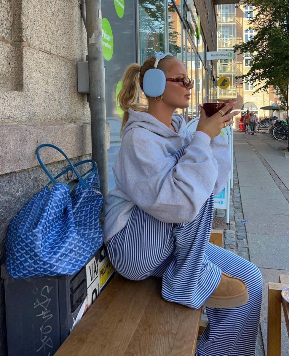 Loungebyxor | Randiga | Loose Fit | Byxor med vida ben | Byxor för kvinnor-Mira Lina