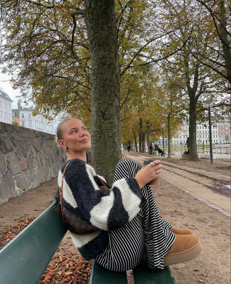 Loungebyxor | Randiga | Loose Fit | Byxor med vida ben | Byxor för kvinnor-Mira Lina