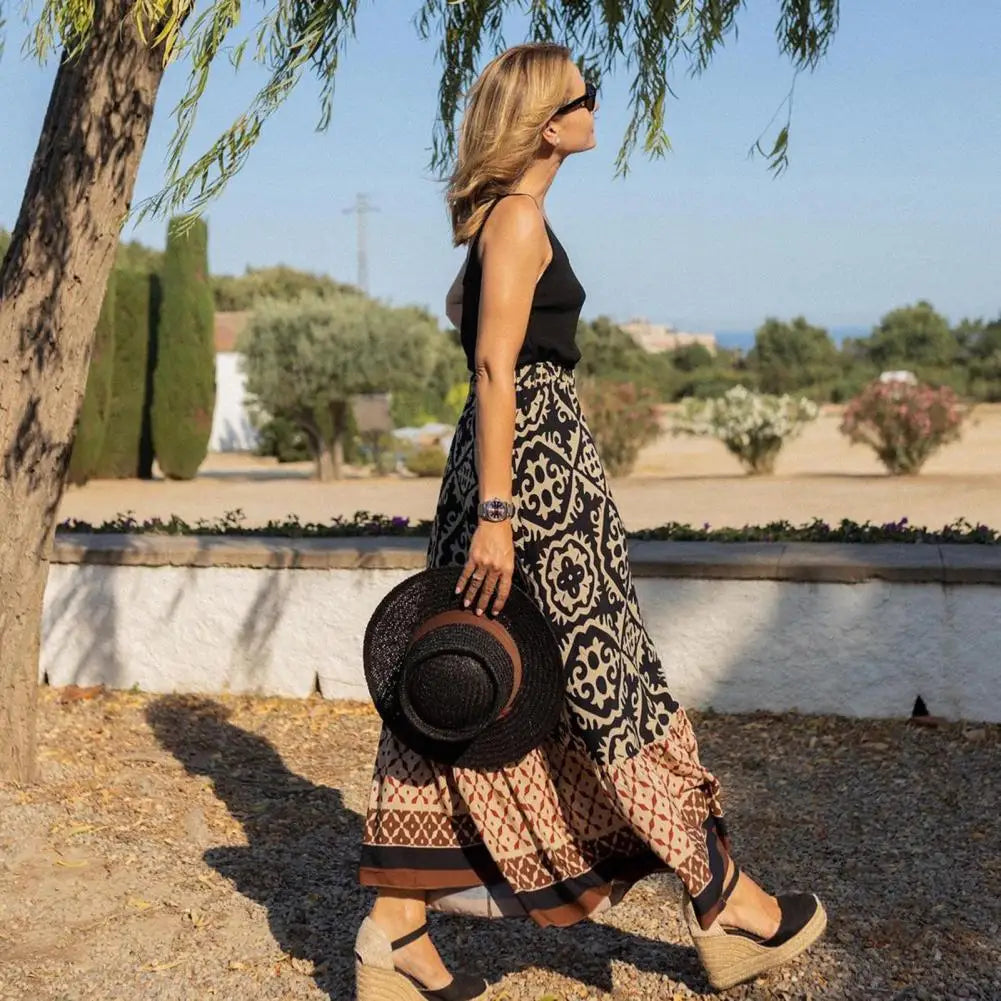 Maxikjol – Damkjol med hög midja och boho-mönster-Mira Lina
