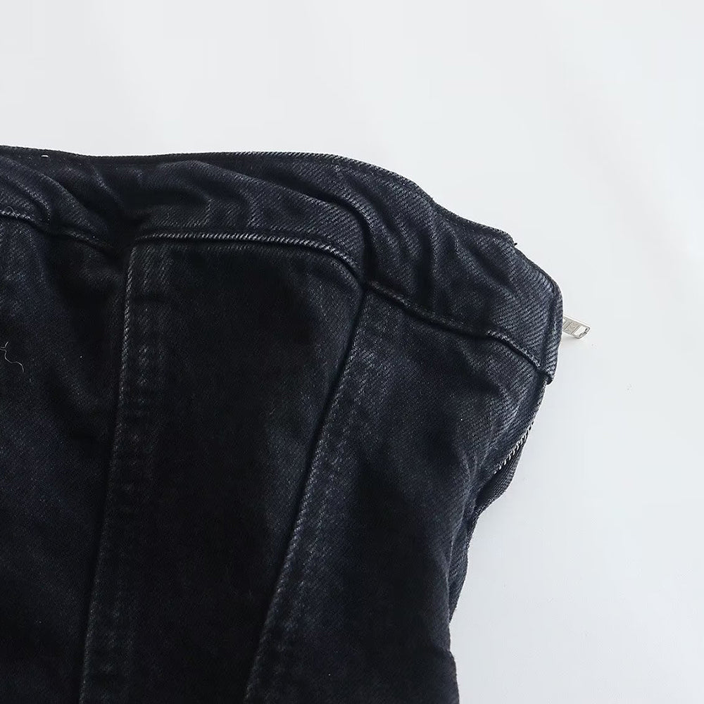 Mini twillvävklänning - Damklänning med axelband i tubbodycon-twillväv-Mira Lina