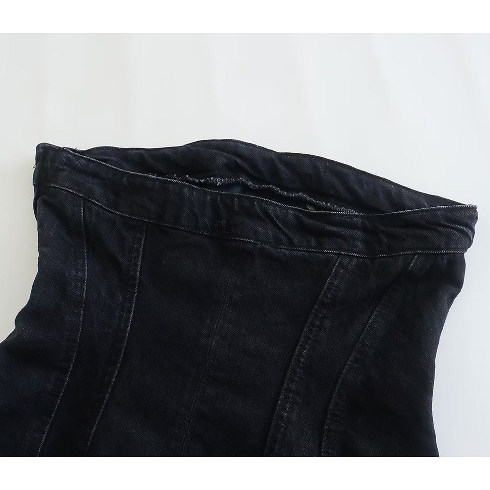 Mini twillvävklänning - Damklänning med axelband i tubbodycon-twillväv-Mira Lina