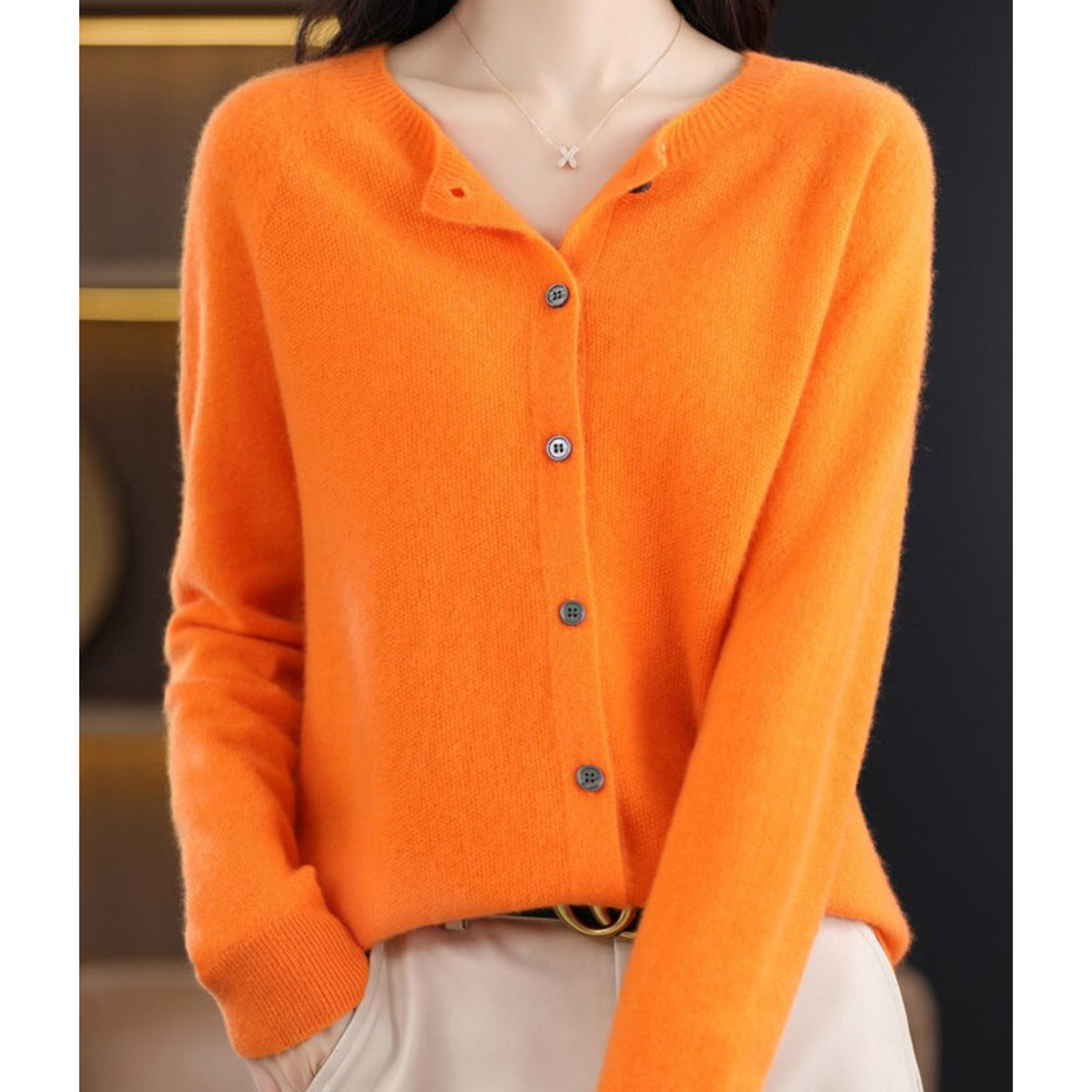 Mjukstickat Cardigan | Knäppt | Långärmad | Stickad Cardigan | Damstickat-Mira Lina