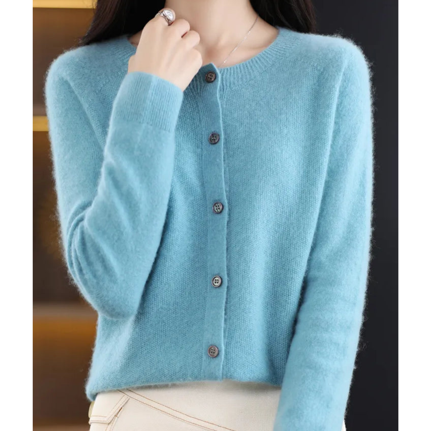 Mjukstickat Cardigan | Knäppt | Långärmad | Stickad Cardigan | Damstickat-Mira Lina