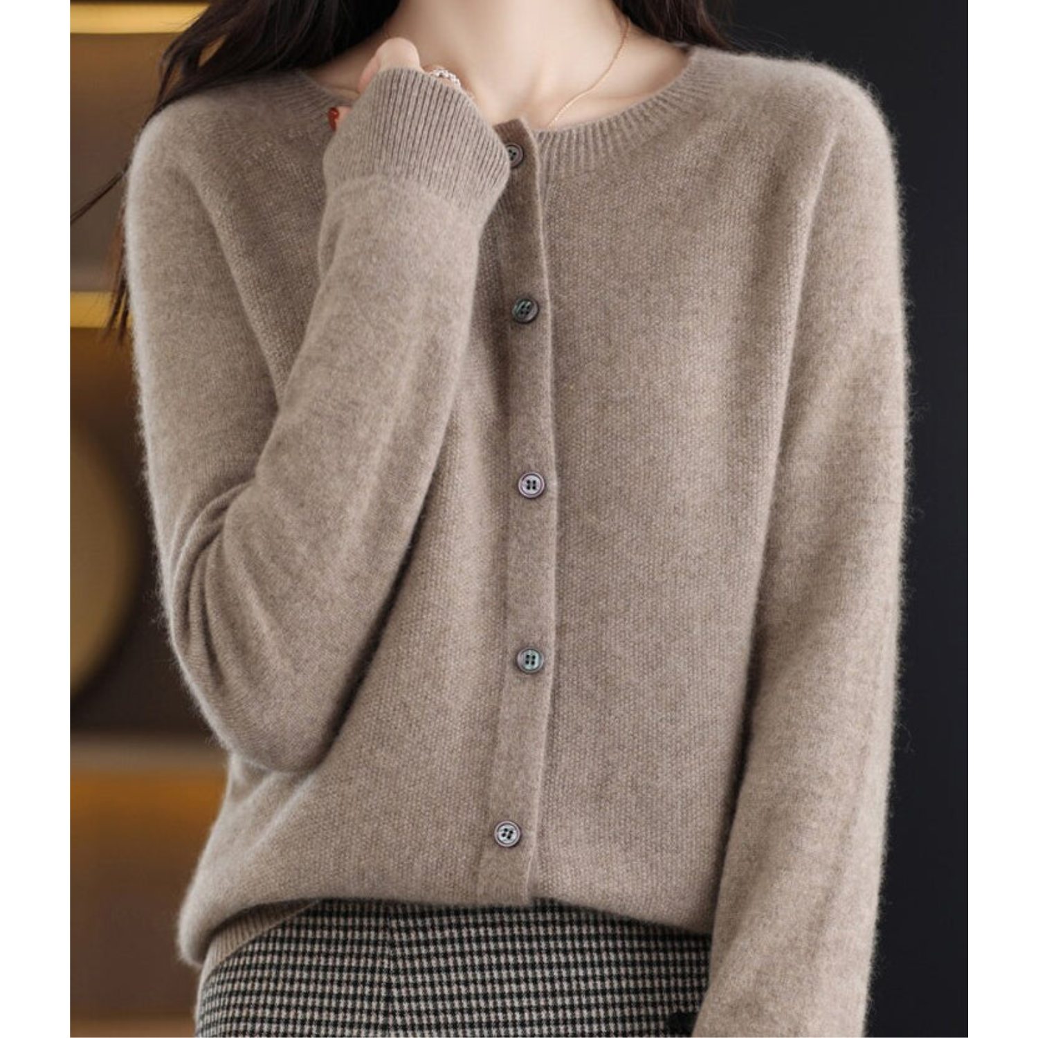 Mjukstickat Cardigan | Knäppt | Långärmad | Stickad Cardigan | Damstickat-Mira Lina