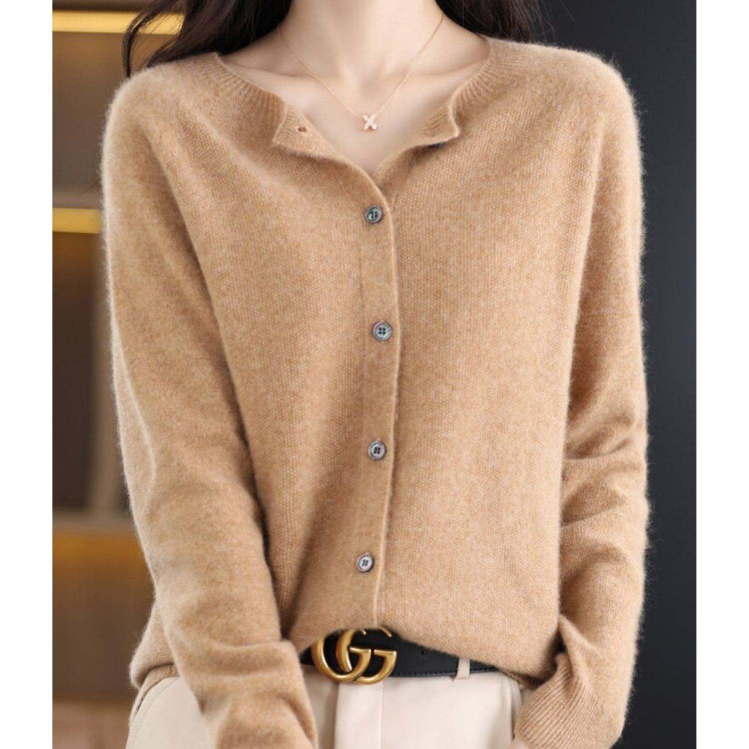 Mjukstickat Cardigan | Knäppt | Långärmad | Stickad Cardigan | Damstickat-Mira Lina
