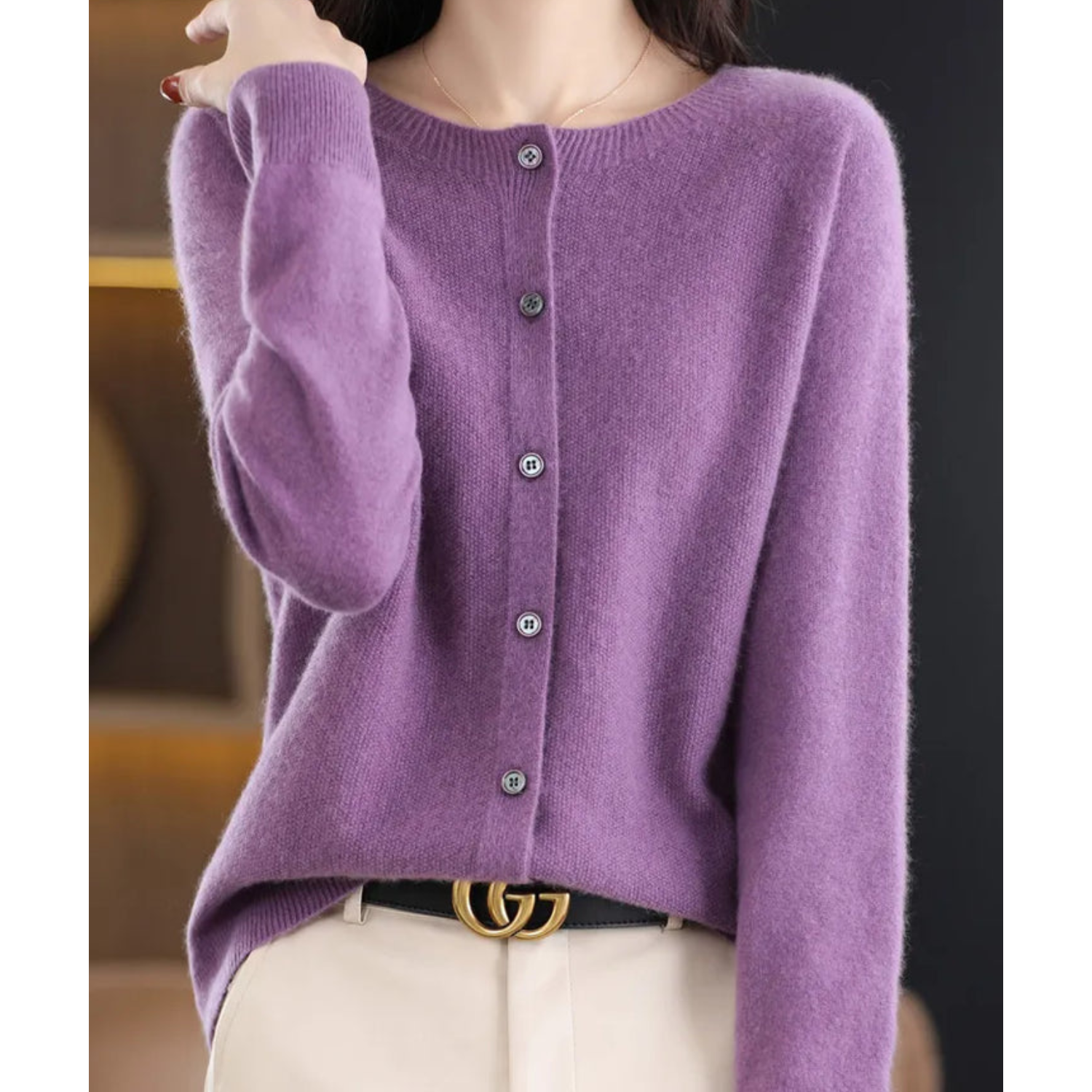 Mjukstickat Cardigan | Knäppt | Långärmad | Stickad Cardigan | Damstickat-Mira Lina