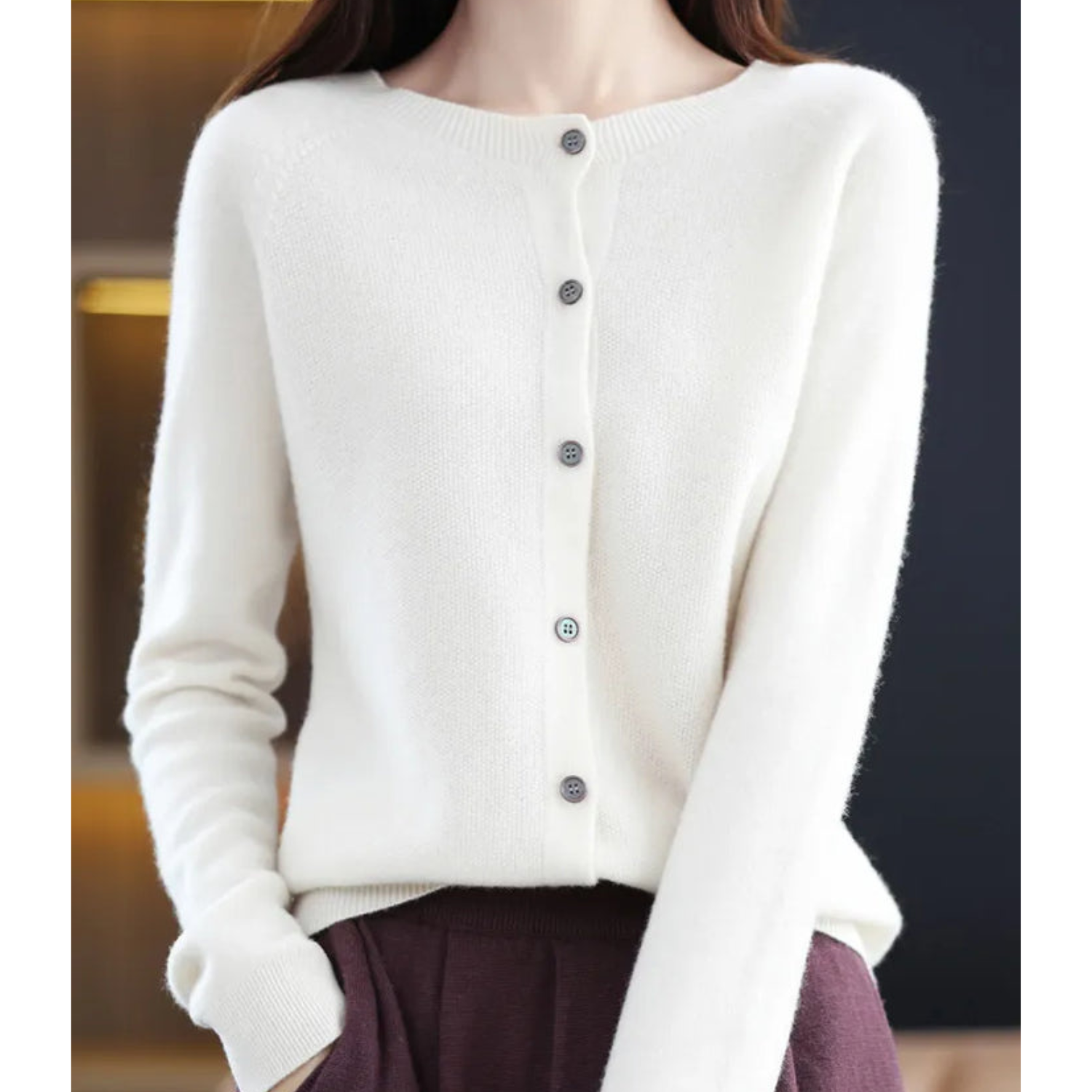 Mjukstickat Cardigan | Knäppt | Långärmad | Stickad Cardigan | Damstickat-Mira Lina