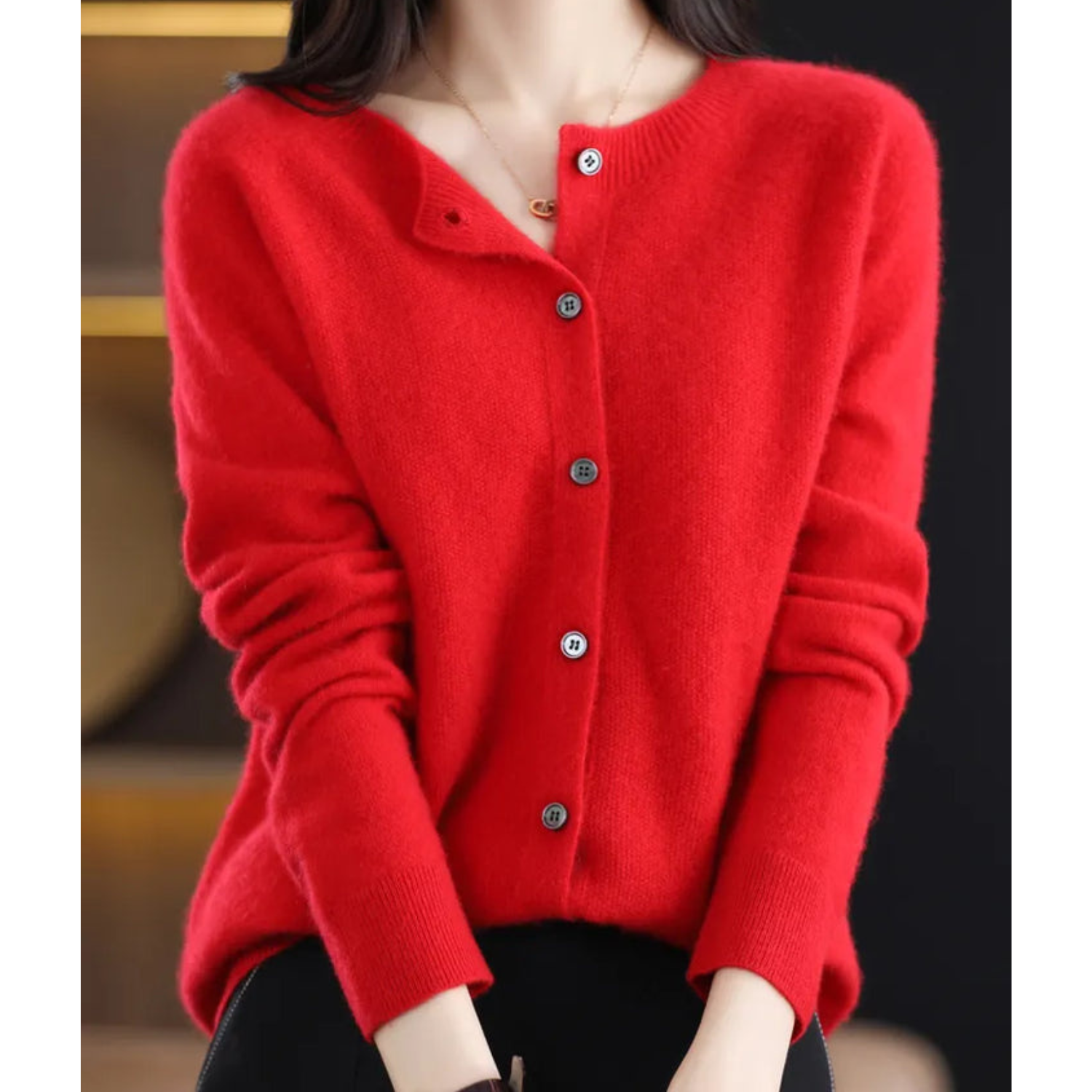 Mjukstickat Cardigan | Knäppt | Långärmad | Stickad Cardigan | Damstickat-Mira Lina