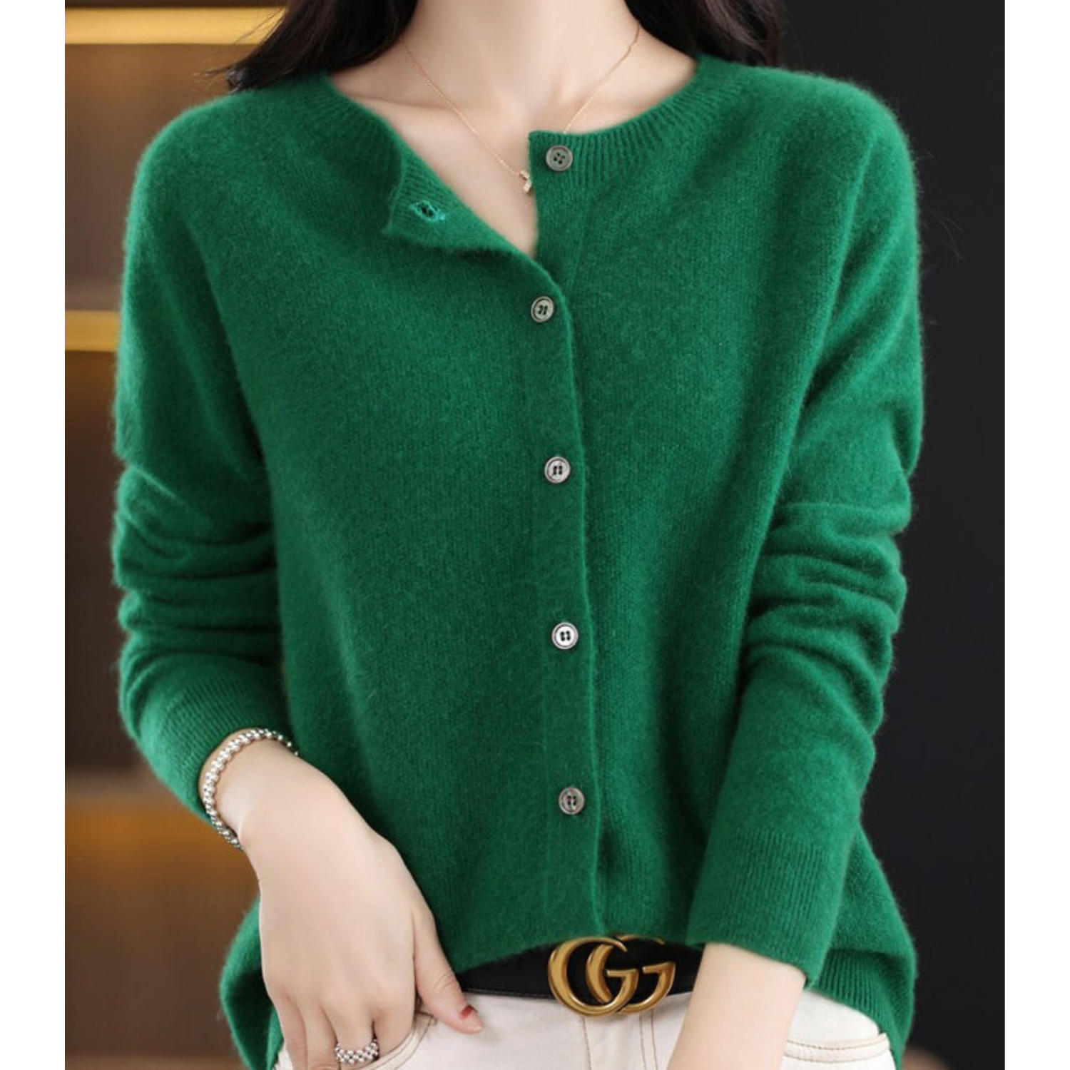 Mjukstickat Cardigan | Knäppt | Långärmad | Stickad Cardigan | Damstickat-Mira Lina