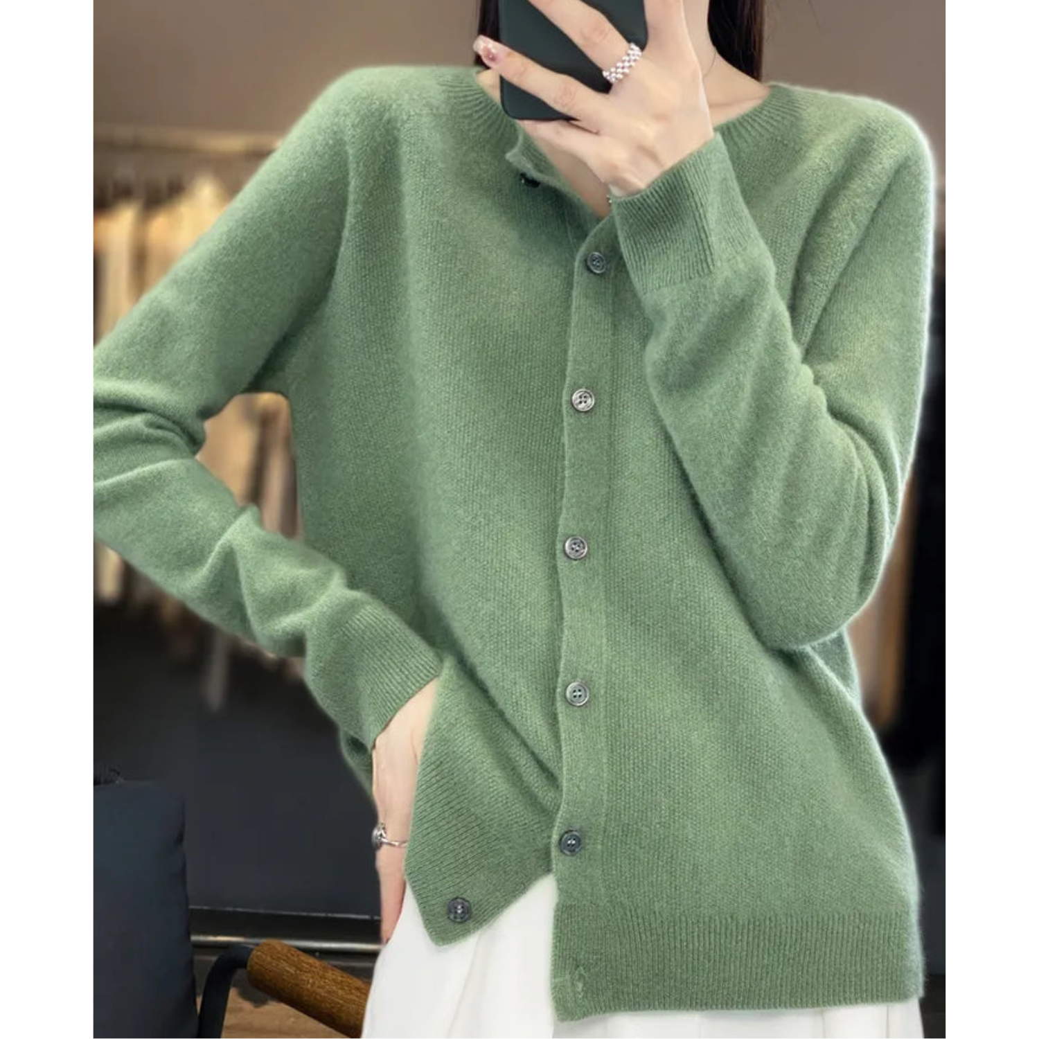 Mjukstickat Cardigan | Knäppt | Långärmad | Stickad Cardigan | Damstickat-Mira Lina