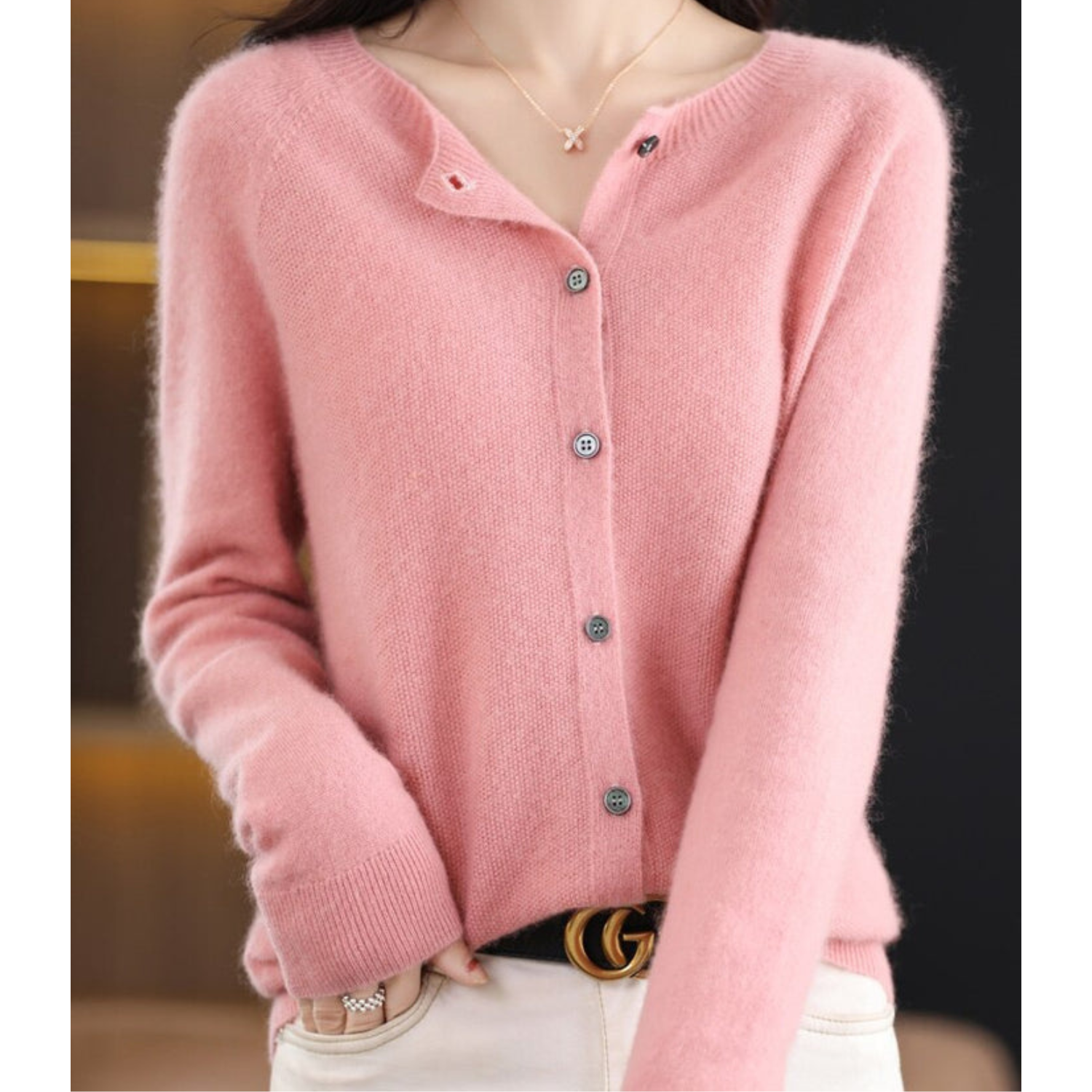 Mjukstickat Cardigan | Knäppt | Långärmad | Stickad Cardigan | Damstickat-Mira Lina